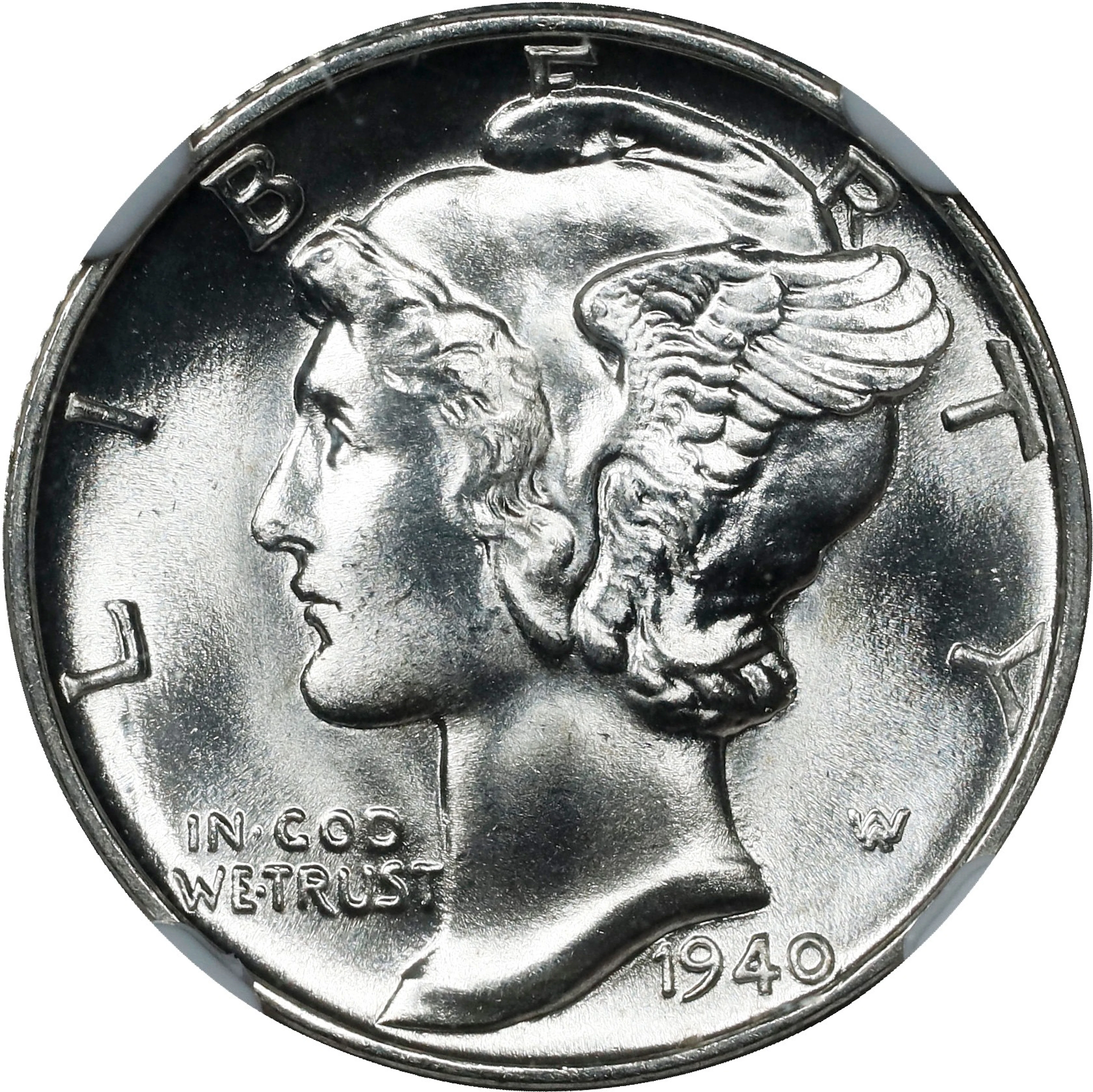 1940-D Mercury Dime. MS-68+ FB (NGC).