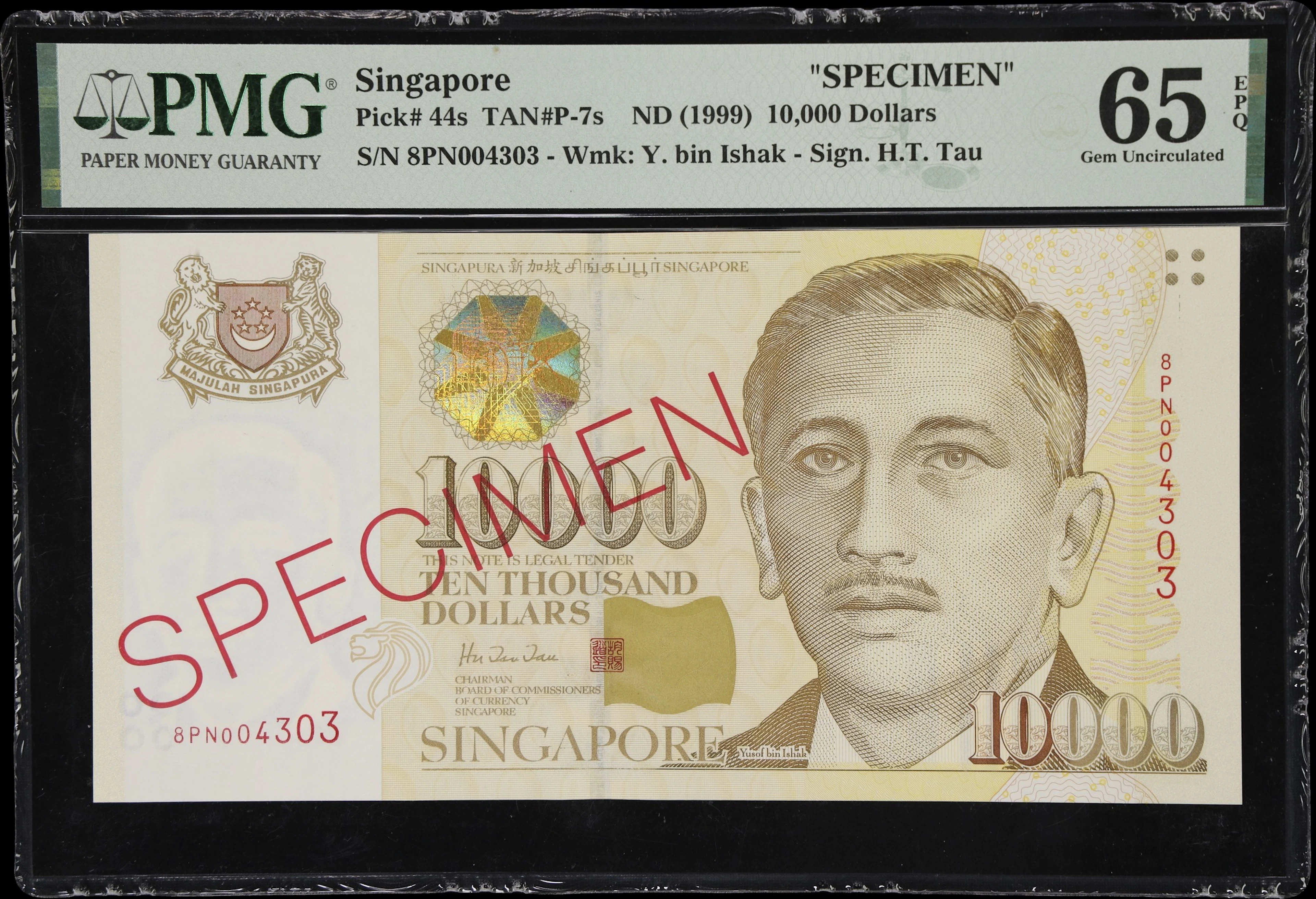 SINGAPORE. Board of Commissioners of Currency. 10,000 Dollars, ND