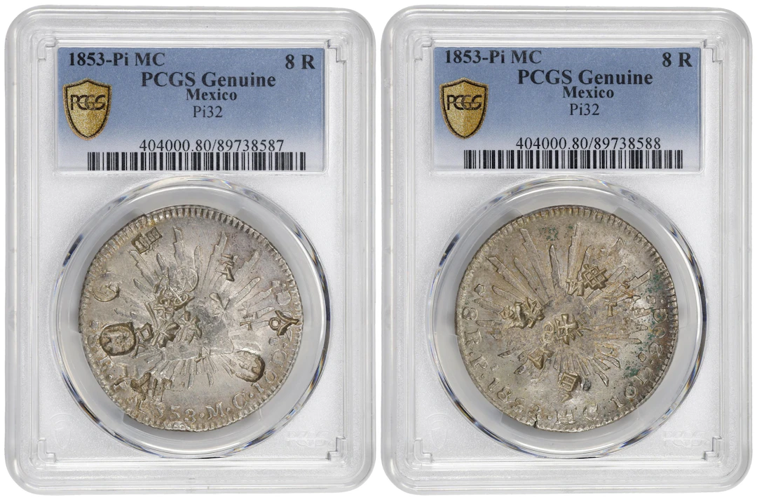 MEXICO. Duo of 8 Reales (2 Pieces), 1853-Pi MC. San Luis Potosi Mint.