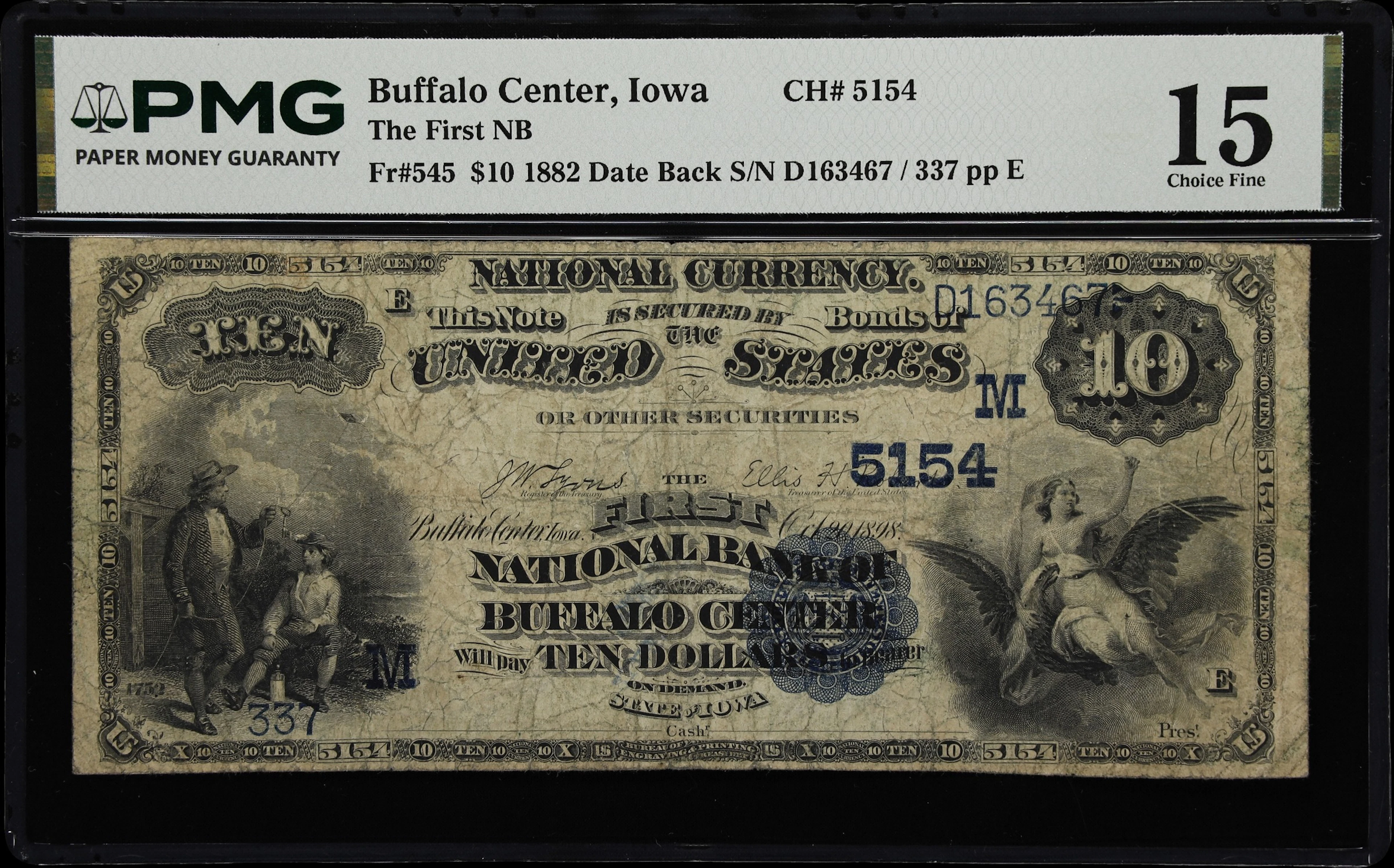 Buffalo Center, Iowa. $10 1882 Date Back. Fr. 545. First NB. Charter
