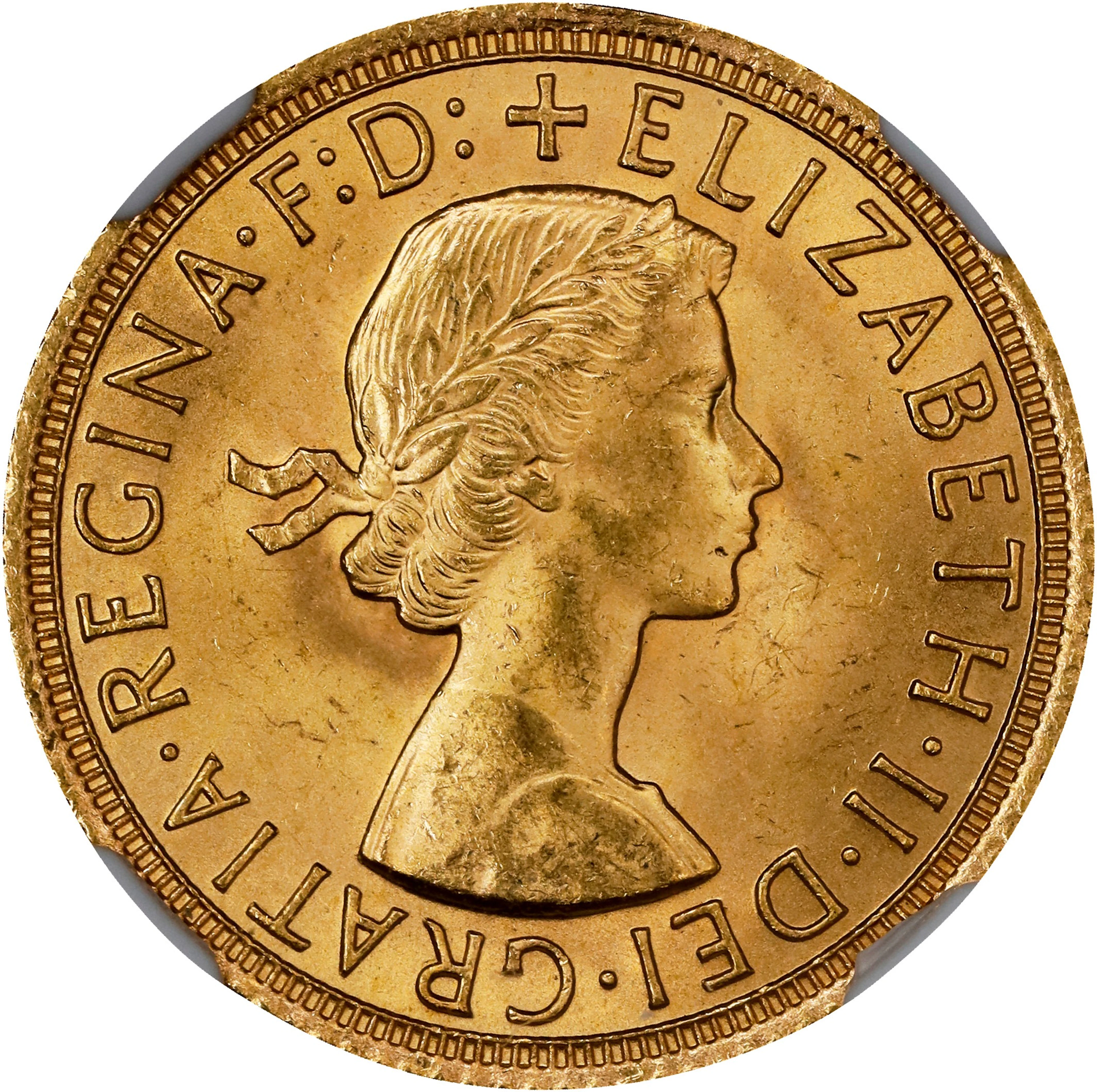 GREAT BRITAIN. Sovereign, 1963. London Mint. Elizabeth II. NGC MS-65.