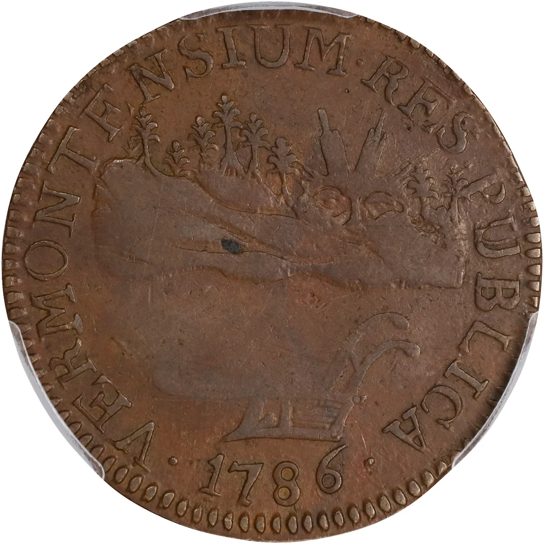 1786 Vermont Copper. Landscape. RR-7, Bressett 5-E, W-2025. Rarity-3.