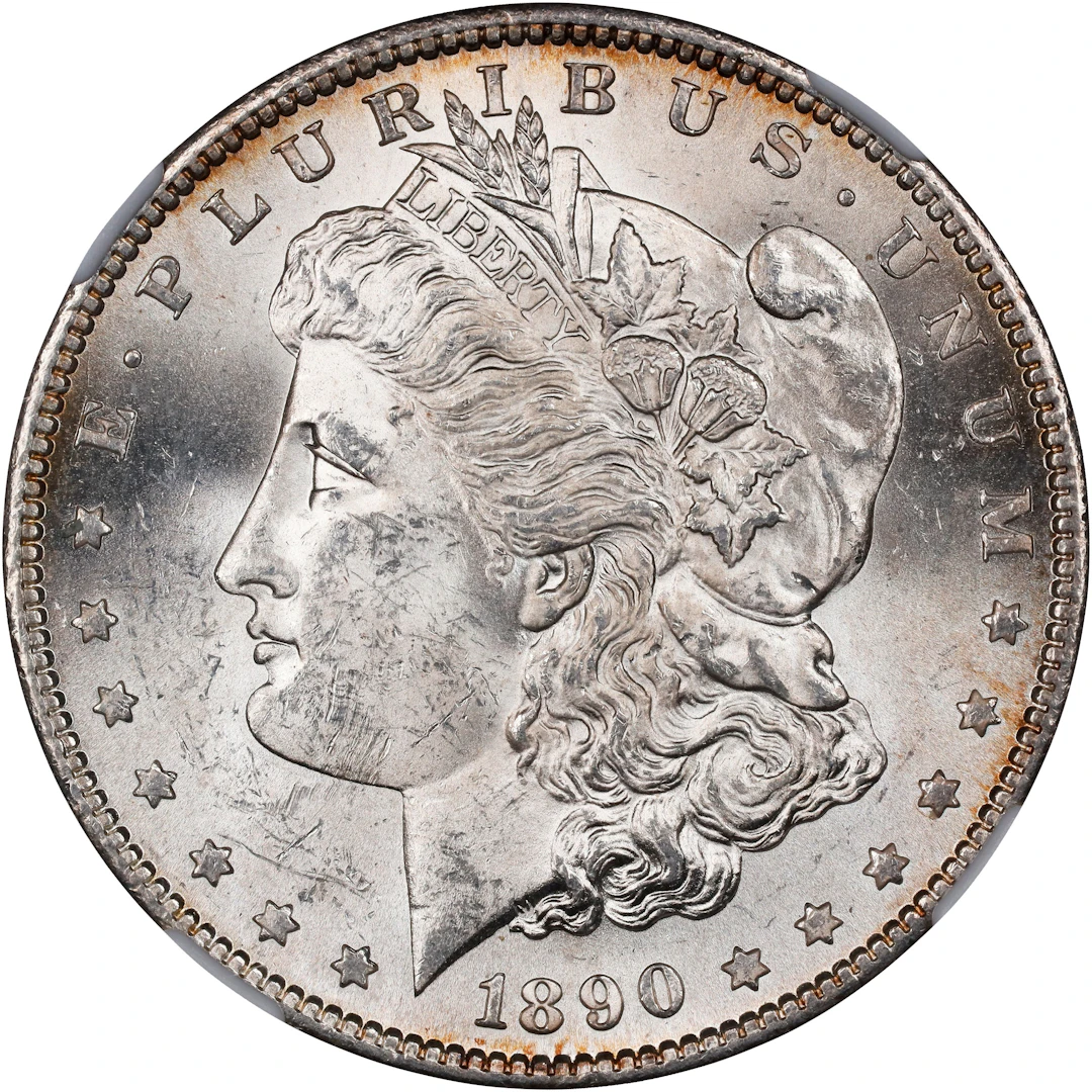 1890-S Morgan Silver Dollar. MS-63 (NGC).