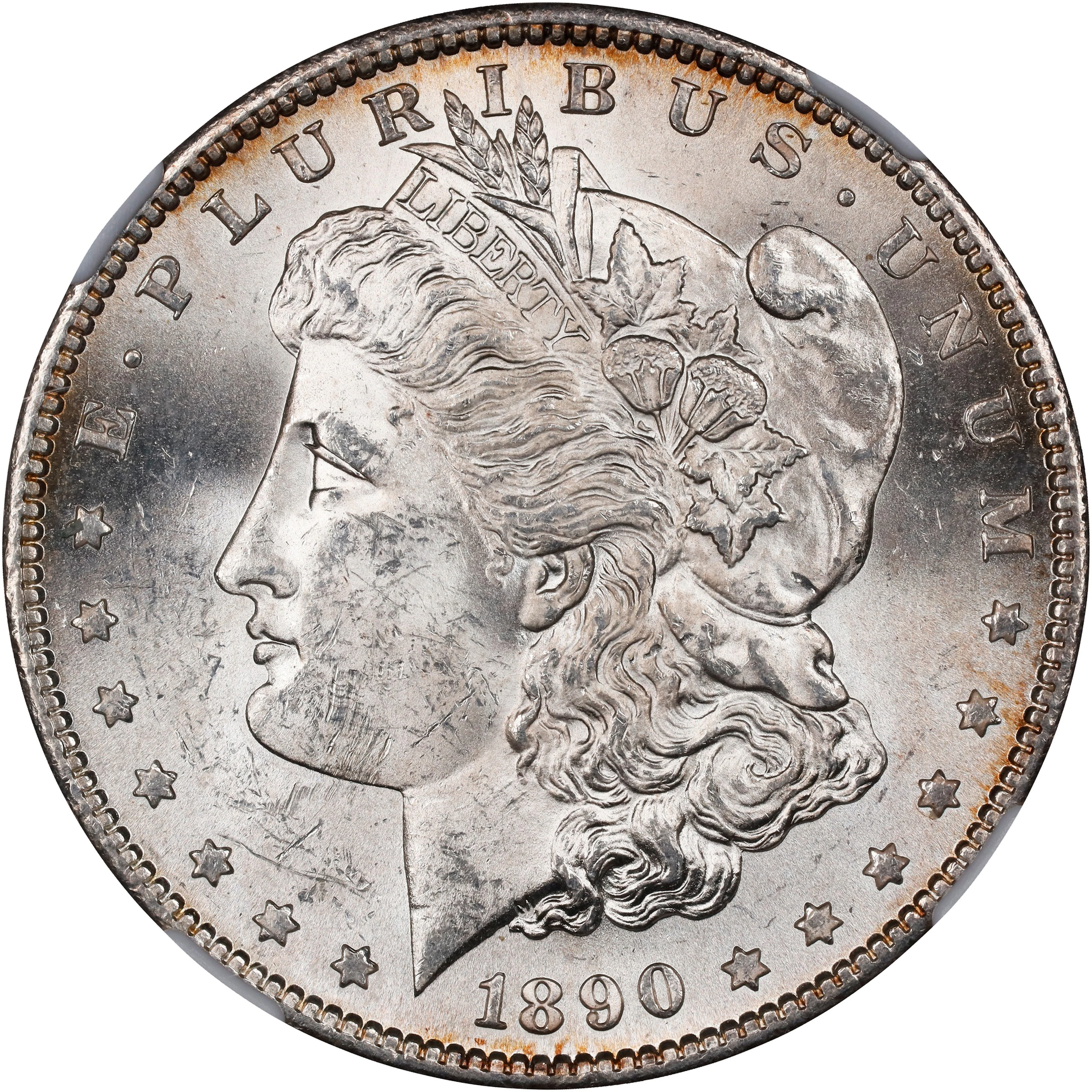 1890-S Morgan Silver Dollar. MS-63 (NGC).
