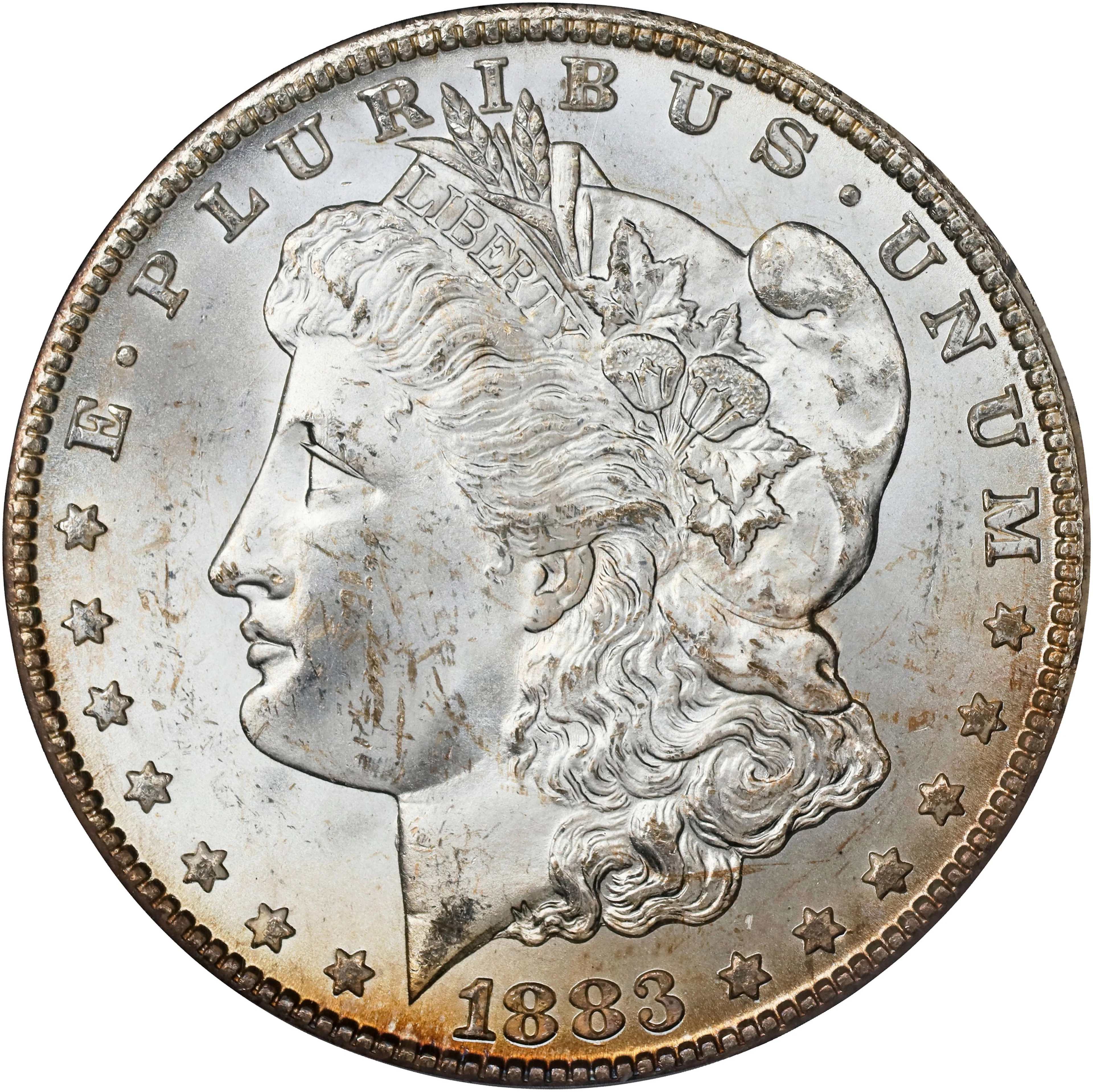 1883-CC Morgan Silver Dollar. MS-63 (PCGS). CAC. OGH Generation 2.0 Doily.