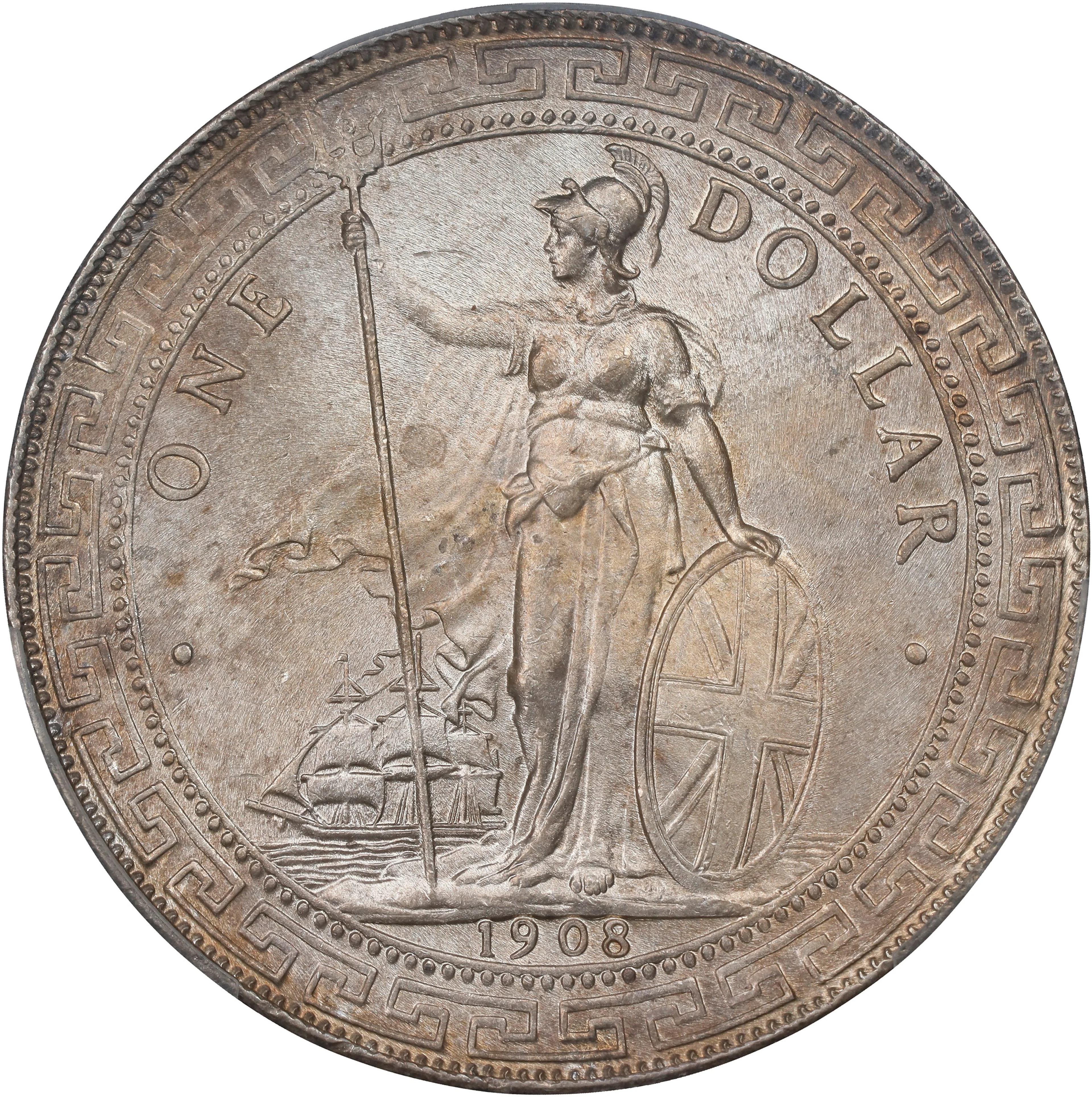 GREAT BRITAIN. Trade Dollar, 1908-B. Bombay Mint. Edward VII. PCGS MS-65.