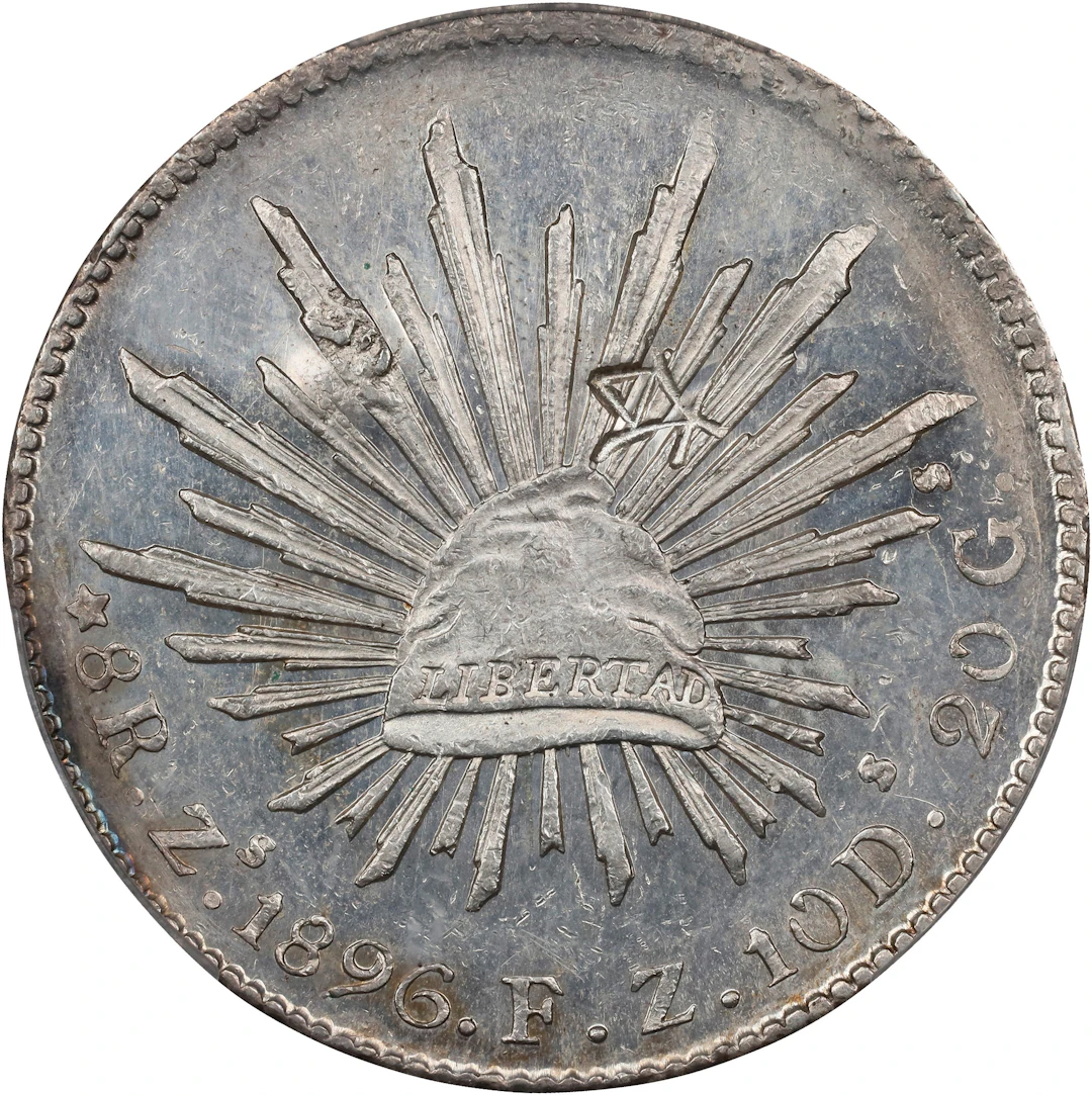 MEXICO. 8 Reales, 1896-Zs FZ. Zacatecas Mint. PCGS Genuine--Chopmark
