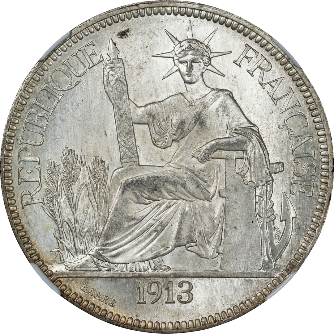 FRENCH INDO-CHINA. Piastre, 1913-A. Paris Mint. NGC MS-63.