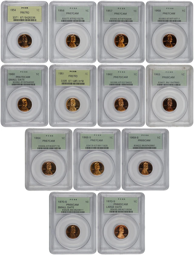 Lot of (13) Lincoln Cents. (PCGS). OGH.