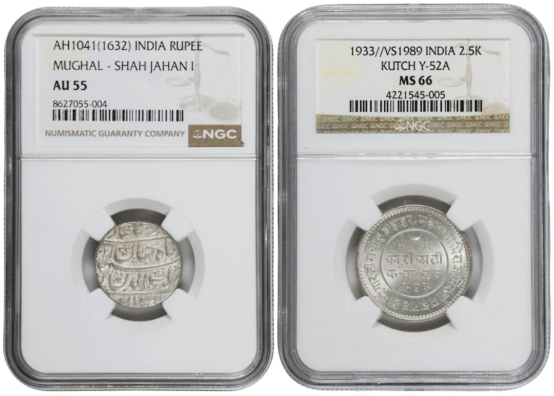 INDIA. Duo of Silver Denominations (2 Pieces), AH 1041 (1631/2) &