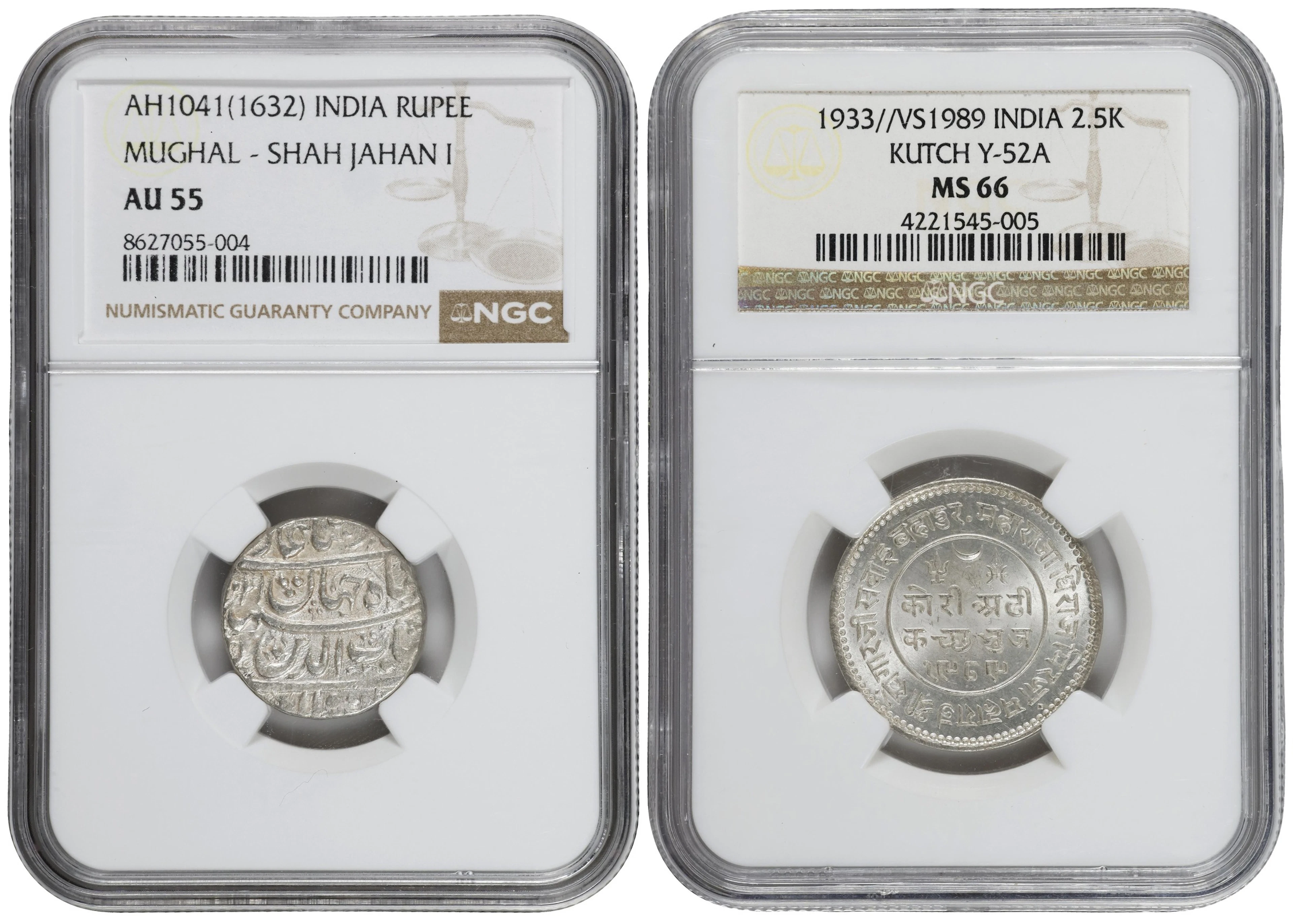 INDIA. Duo of Silver Denominations (2 Pieces), AH 1041 (1631/2) &