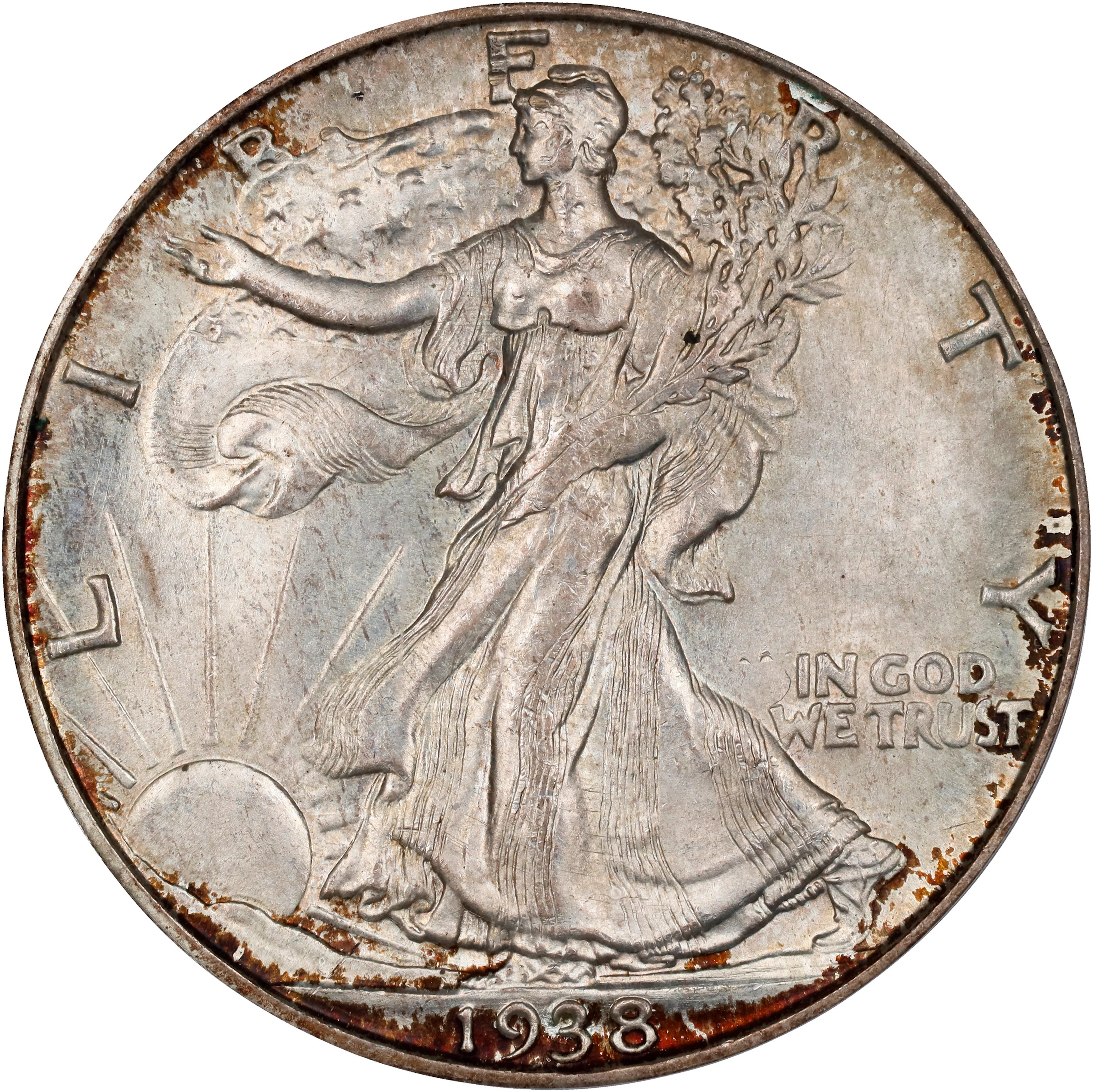 1938-D Walking Liberty Half Dollar. MS-65 (PCGS).