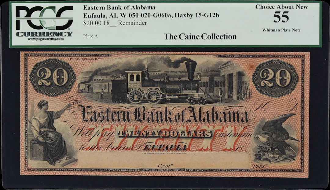 Eufaula, Alabama. Eastern Bank of Alabama. 18xx $20. PCGS Currency