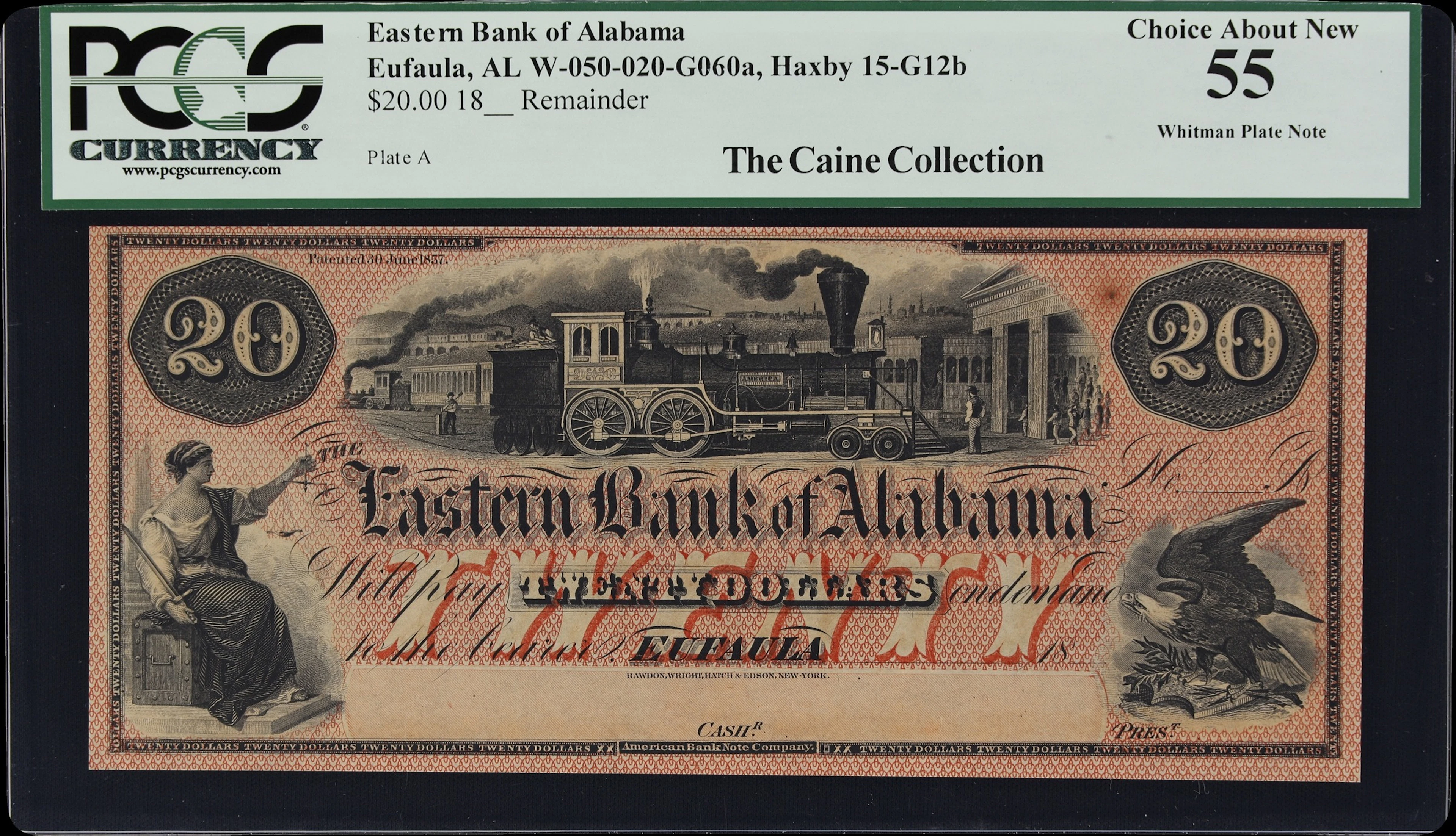Eufaula, Alabama. Eastern Bank of Alabama. 18xx $20. PCGS Currency