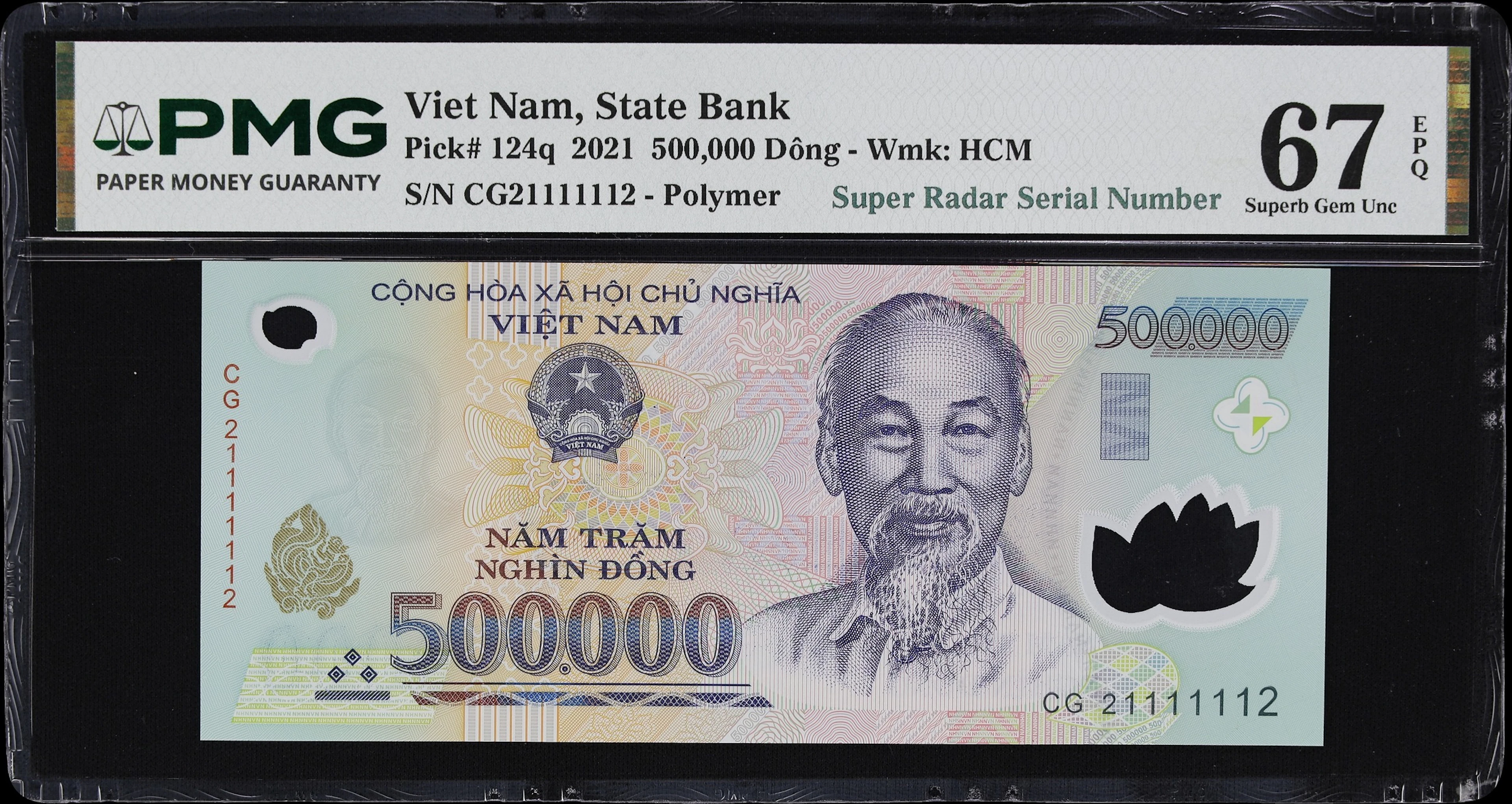 VIETNAM. State Bank of Vietnam. 500,000 Dong, 2021. P-124q. Super