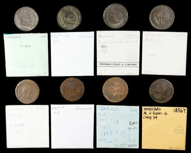 HONDURAS. Provisional Government. Octet of 4 Reales (8 Pieces), 1849-57-T.