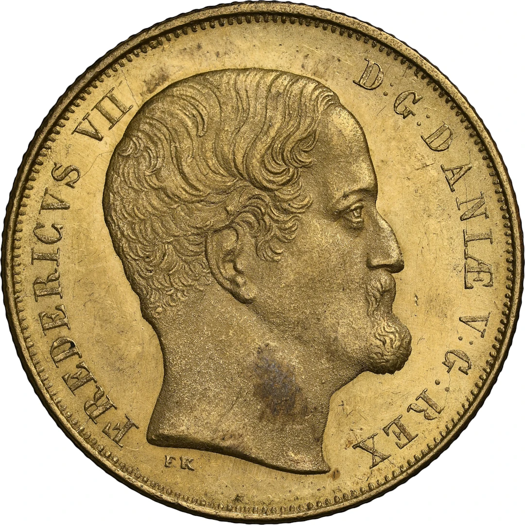 DENMARK. 2 Frederik d'or, 1851. Altona Mint. Frederik VII. NGC MS-64.