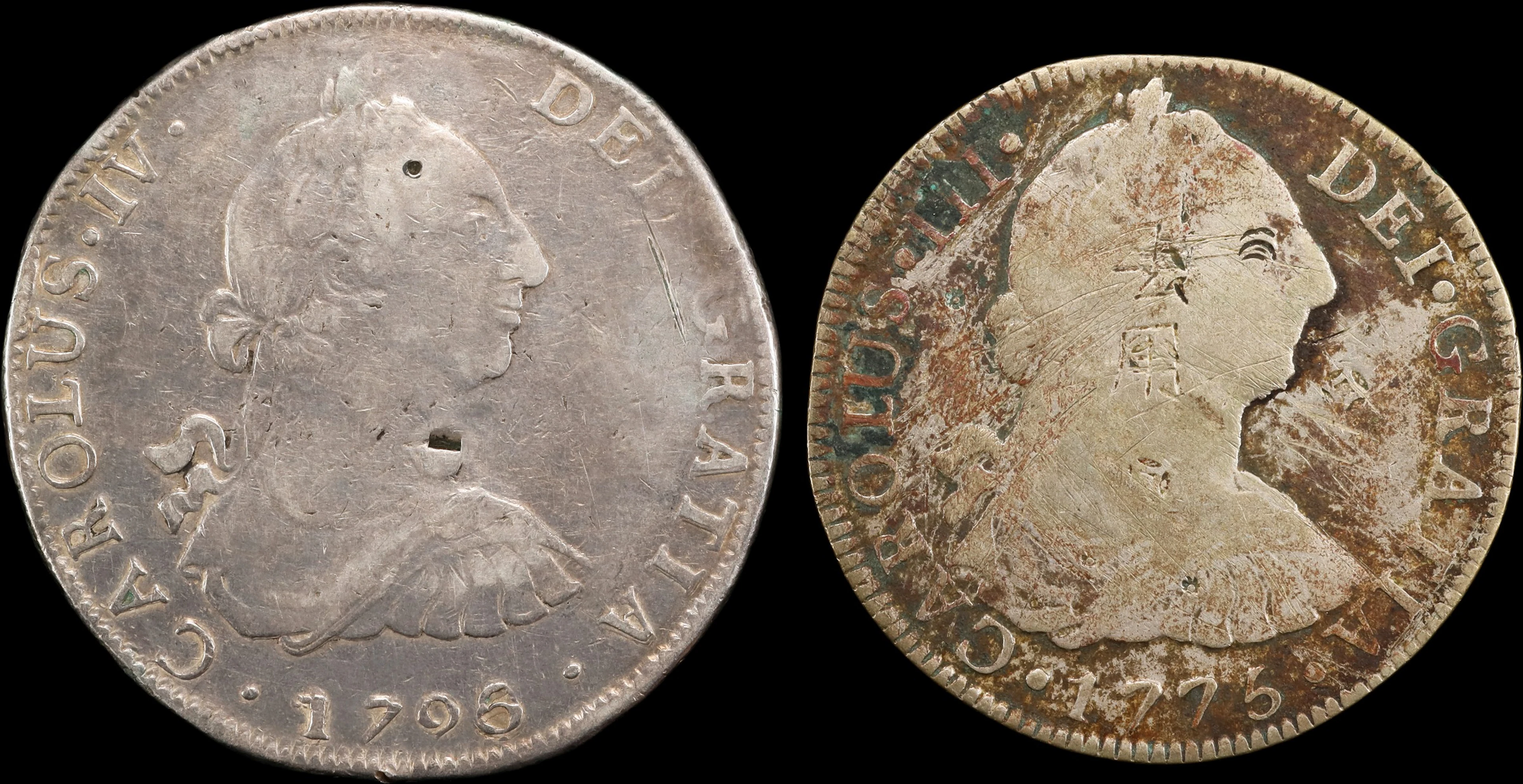 SPANISH COLONIAL. Duo of Contemporary Counterfeit 8 Reales (2 Pieces)
