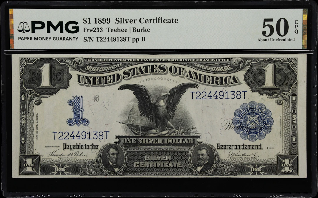 Fr. 233. 1899 $1 Silver Certificate. PMG About Uncirculated 50 EPQ.