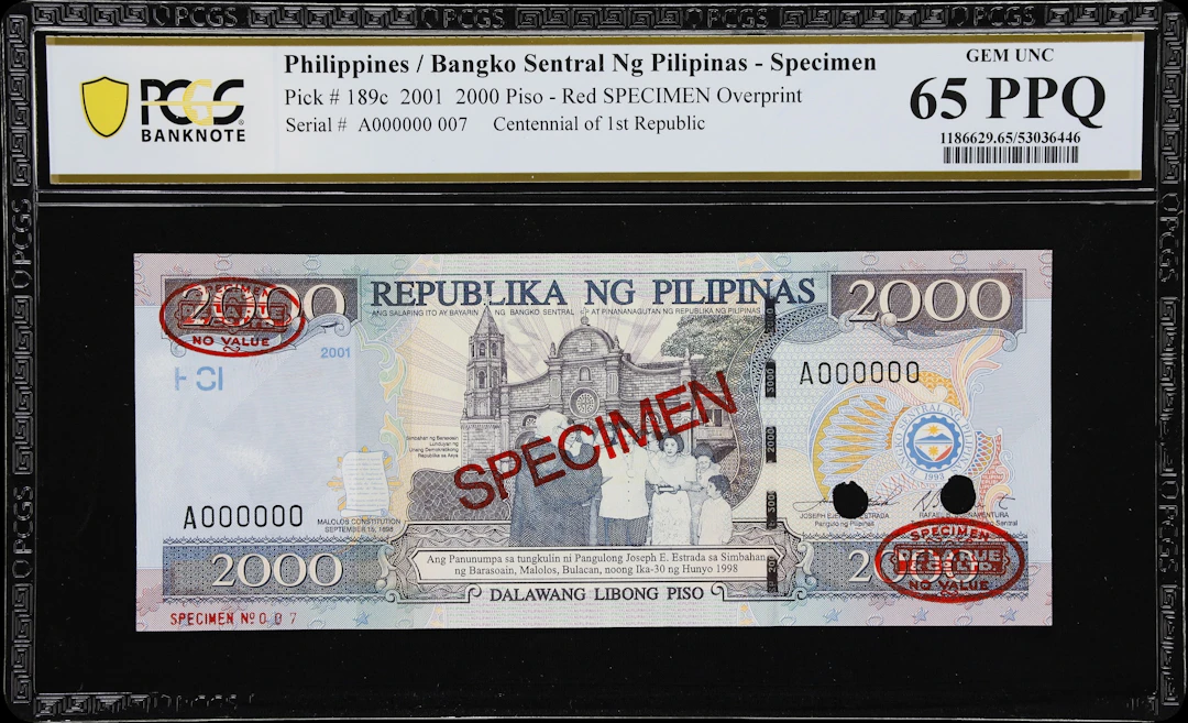 PHILIPPINES. Bangko Sentral ng Pilipinas. 2000 Piso, 2001. P-189cs.