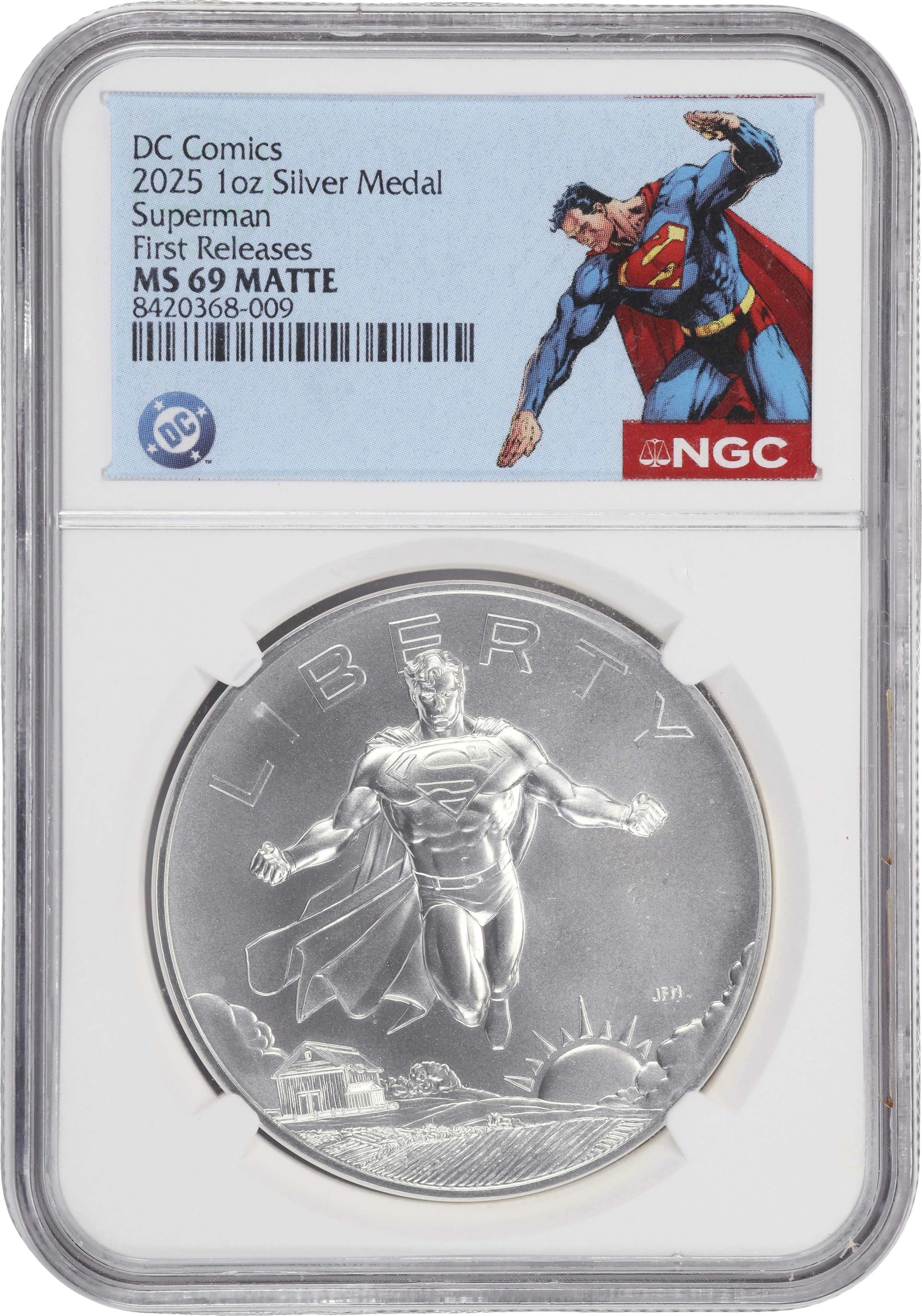 (1 oz, 31.104 g ASW). 2025 DC Comics Superman 1 oz Silver Medal. MS-69