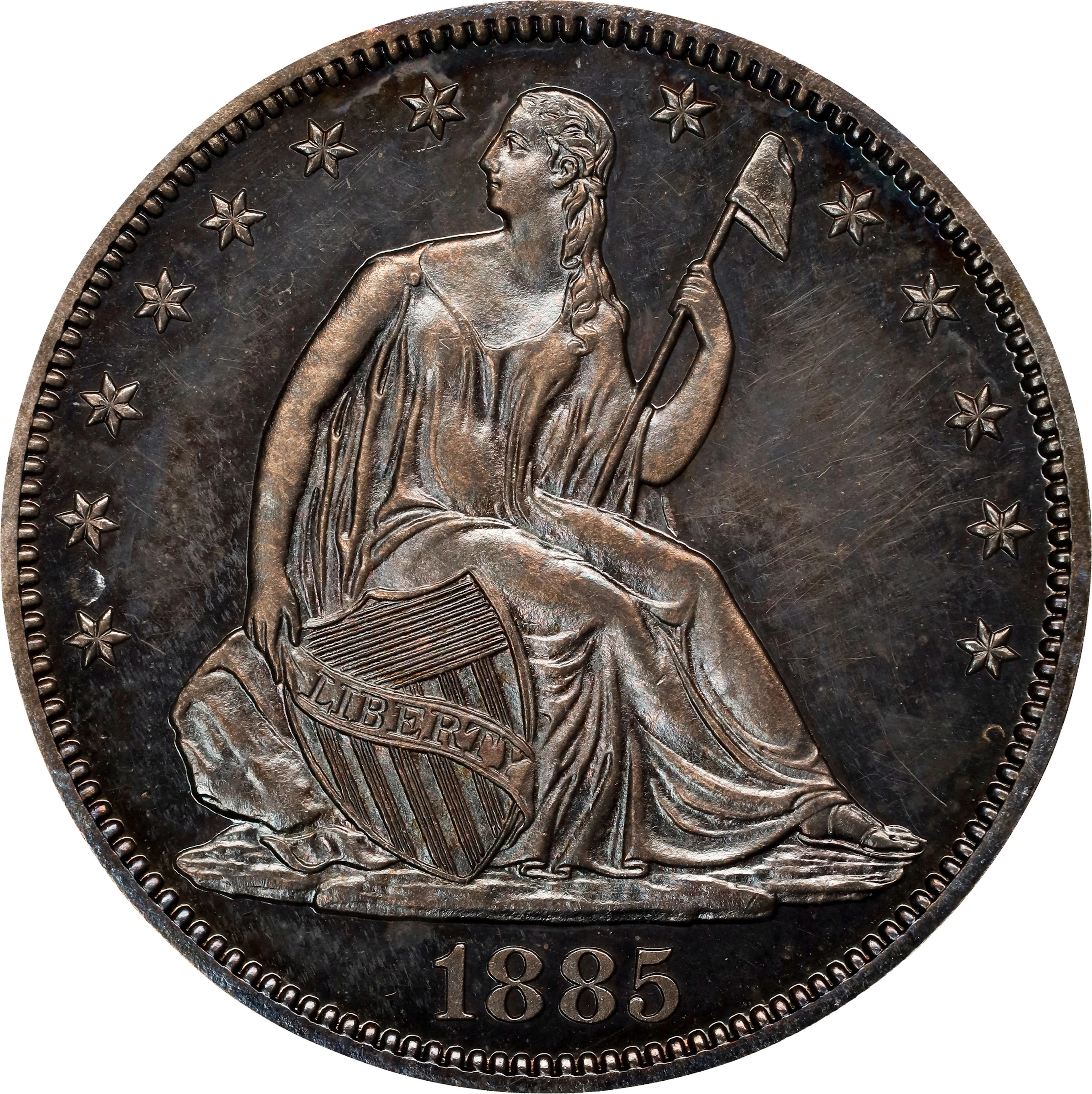 1885 Liberty Seated Half Dollar. JD-1. Rarity-2. Proof-63 (NGC). OH