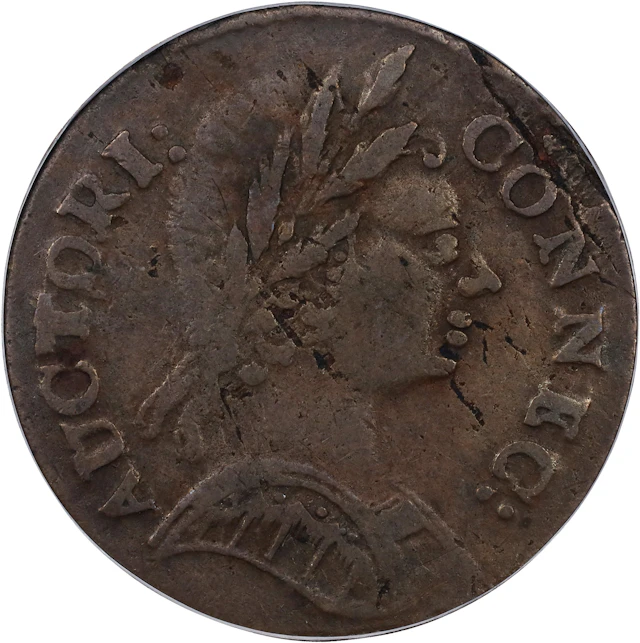 1785 Connecticut Copper. Miller 3.1-L, W-2325. Rarity-4+. Bust Right.