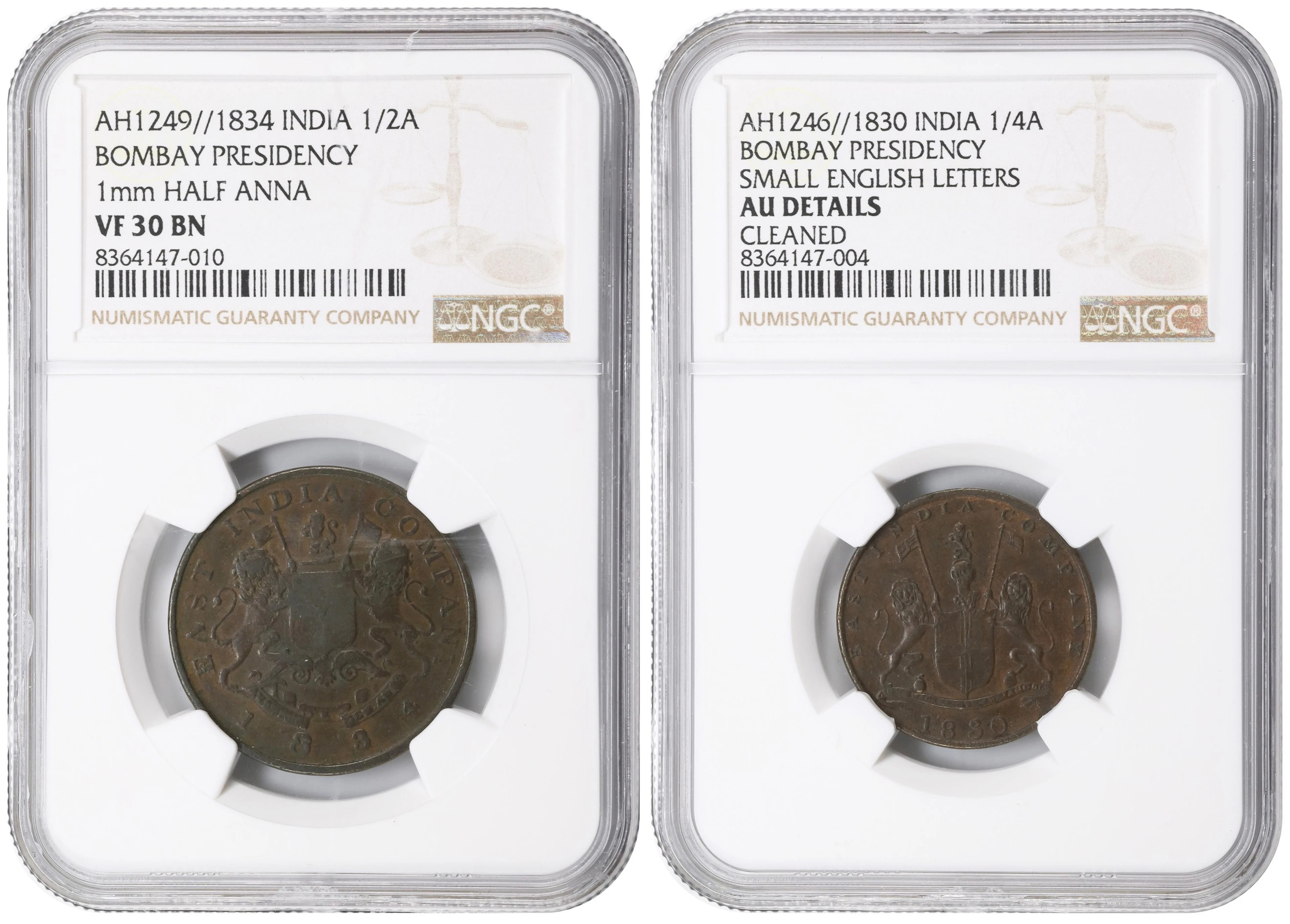 INDIA. Bombay Presidency. Duo of Minors (2 Pieces), AH 1246/1830 &