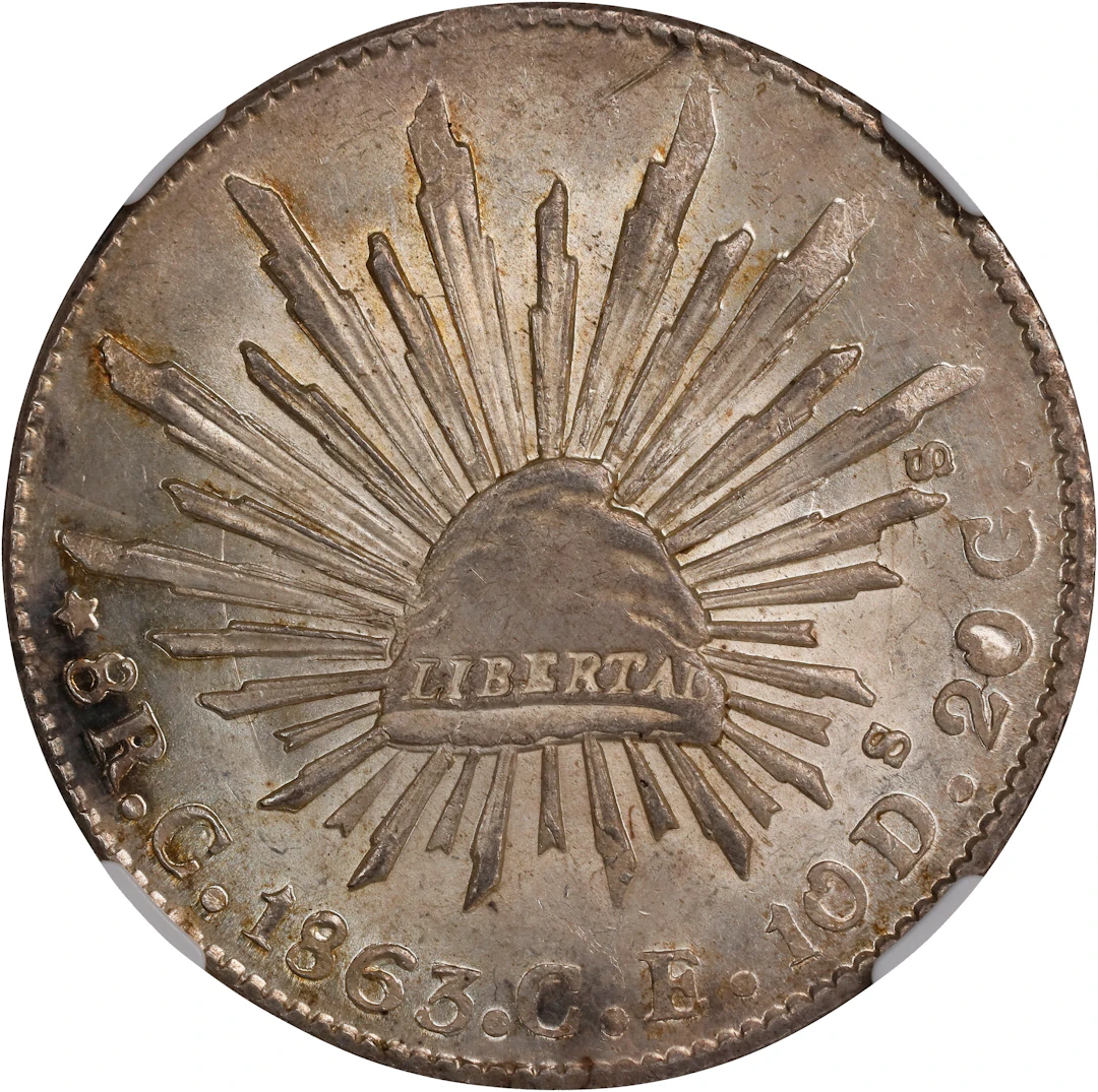 MEXICO. 8 Reales, 1863-C CE. Culiacan Mint. NGC MS-63.