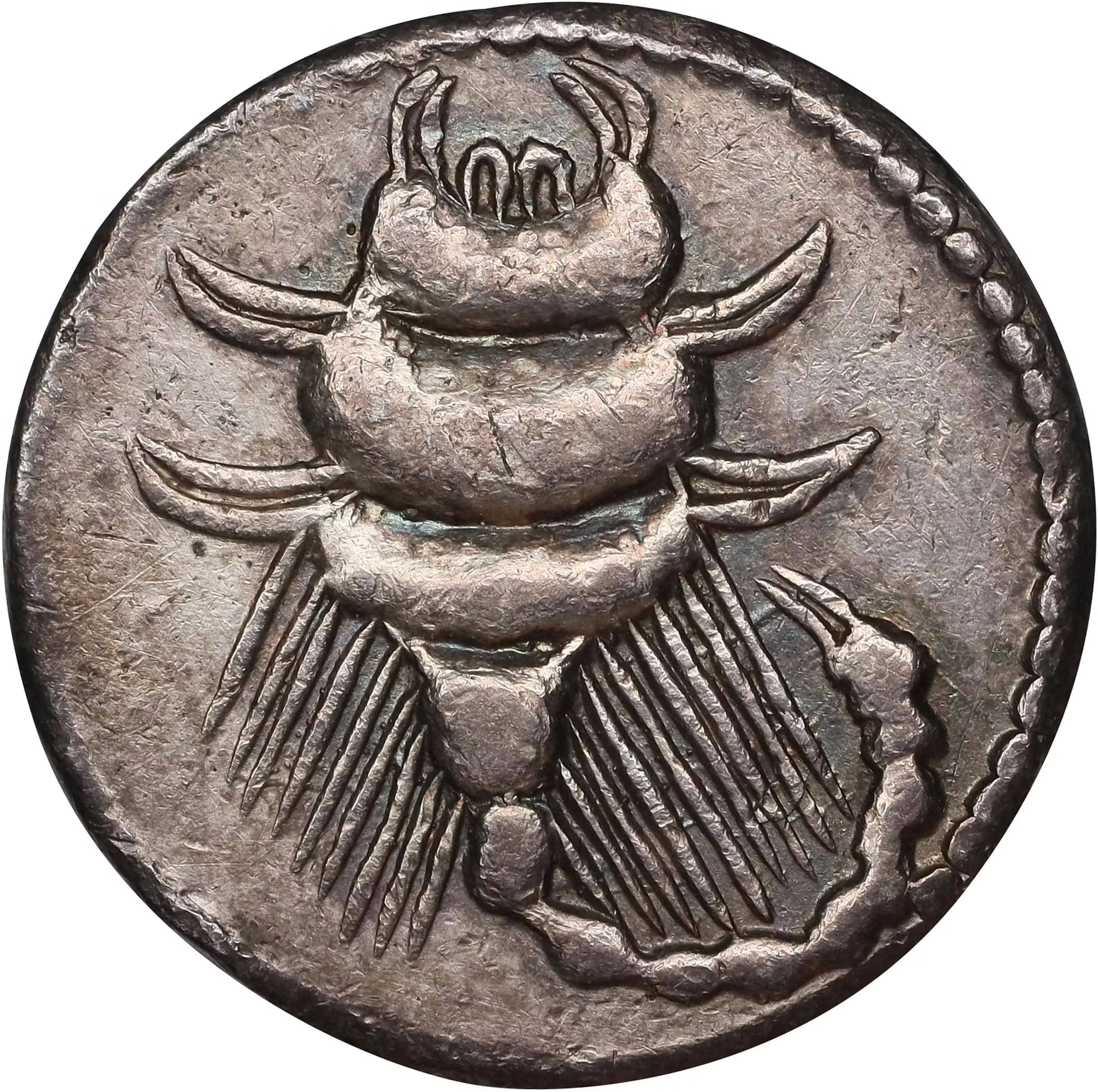 INDIA. Mughal Empire. Imitative Scorpio Zodiac Rupee, "AH 1030 Year