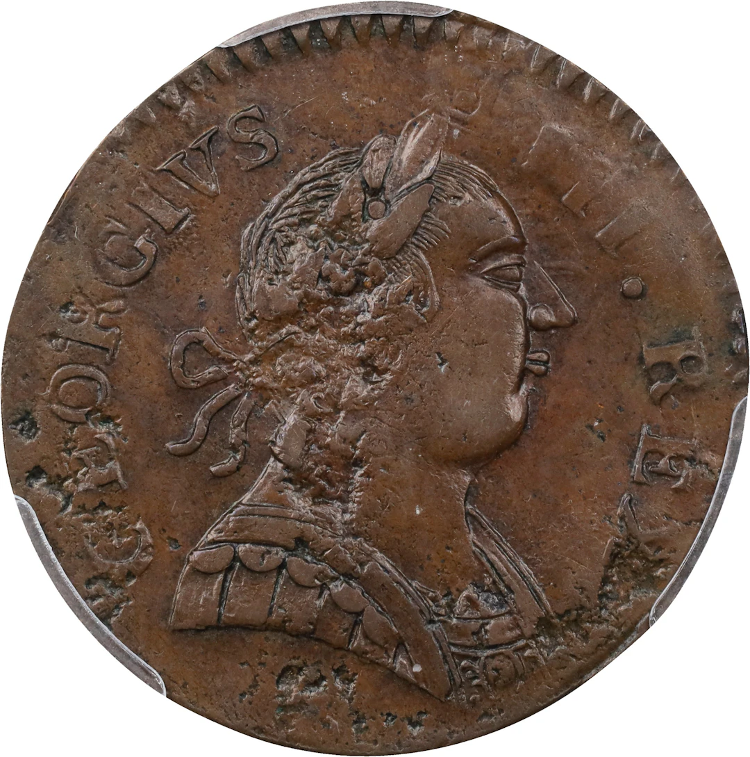 1788 Machin's Mills Halfpenny / Connecticut Copper Muling. Vlack 13-88CT
