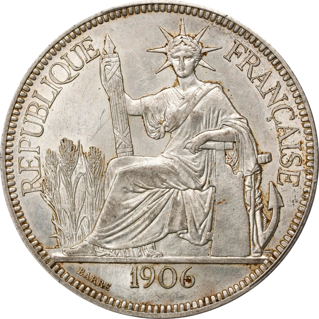 FRENCH INDO-CHINA. Piastre, 1906-A. Paris Mint. PCGS AU-58.