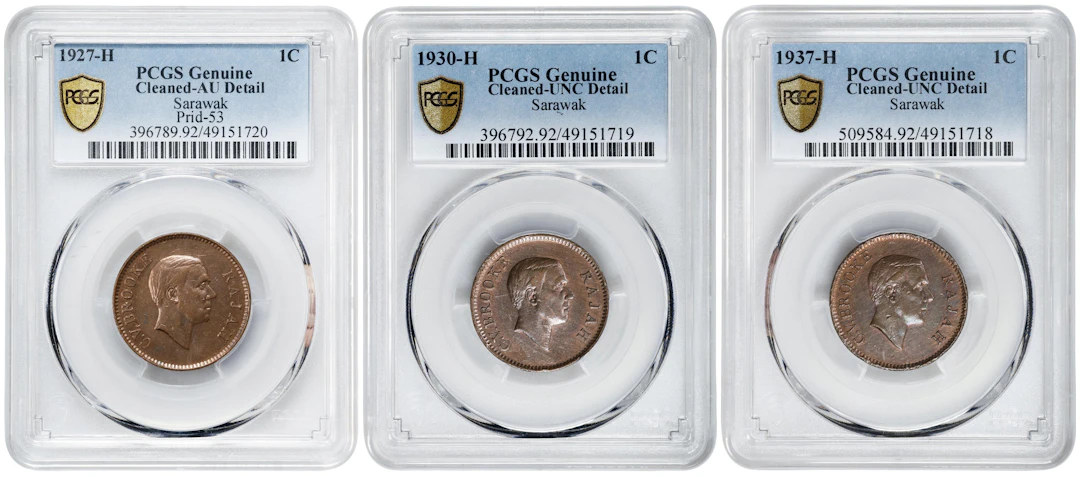 SARAWAK. Trio of Cents, 1927-37. Birmingham (Heaton) Mint. Charles