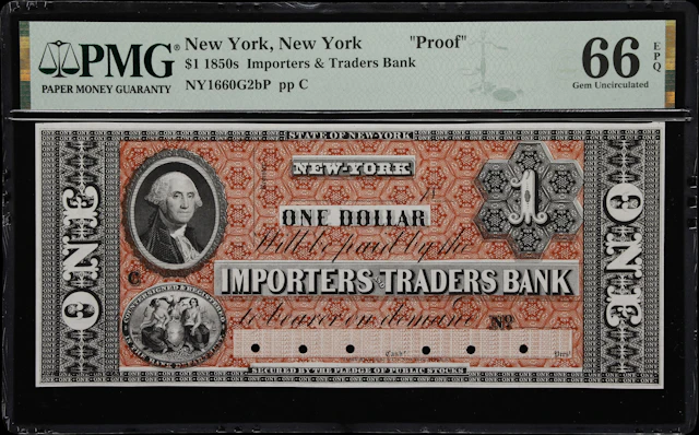 New York, New York. Importers & Traders Bank. 18xx $1. PMG Gem Uncirculated