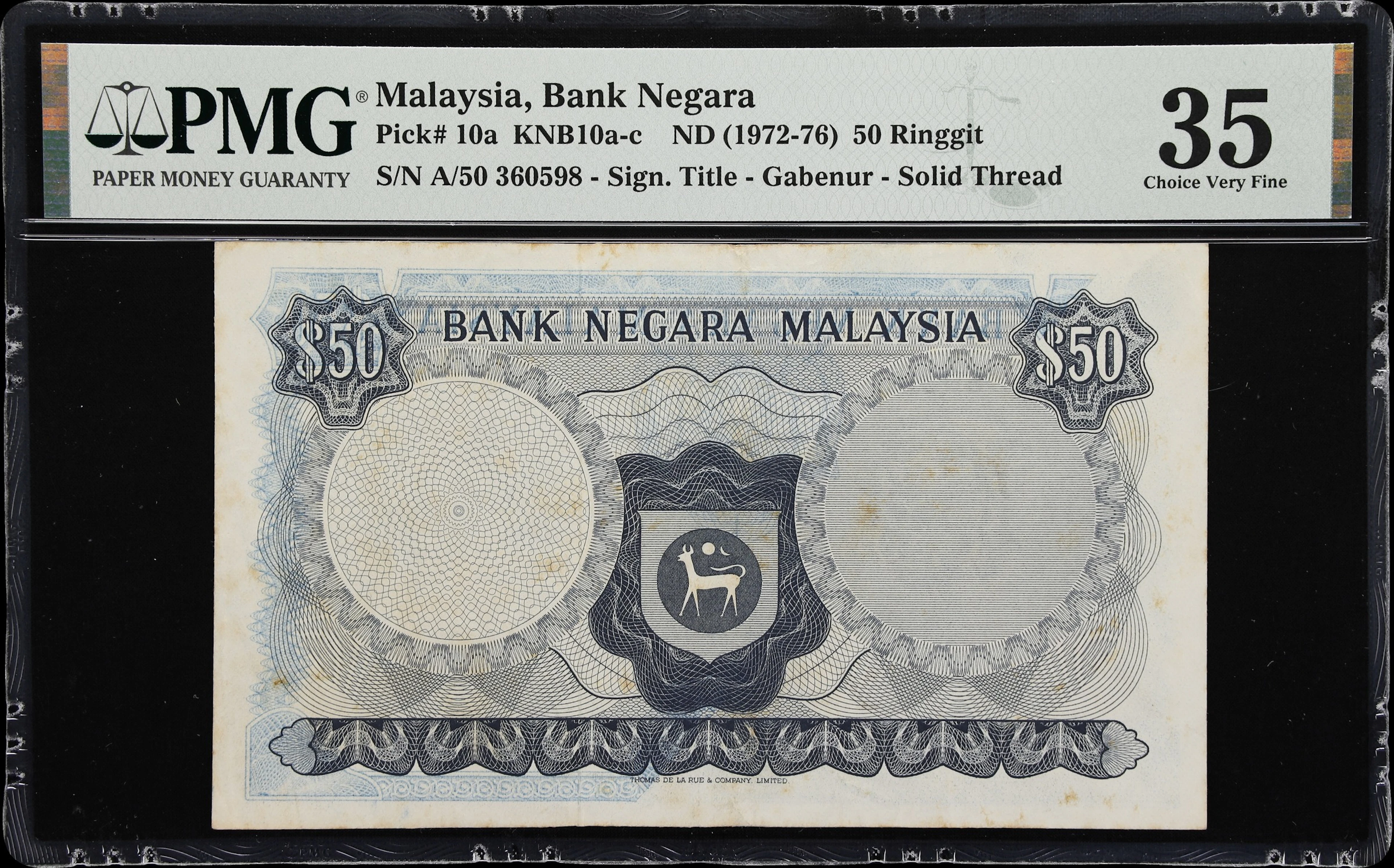 MALAYSIA. Bank Negara Malaysia. 50 Ringgit, ND (1972-76). P-10a. KNB10b.