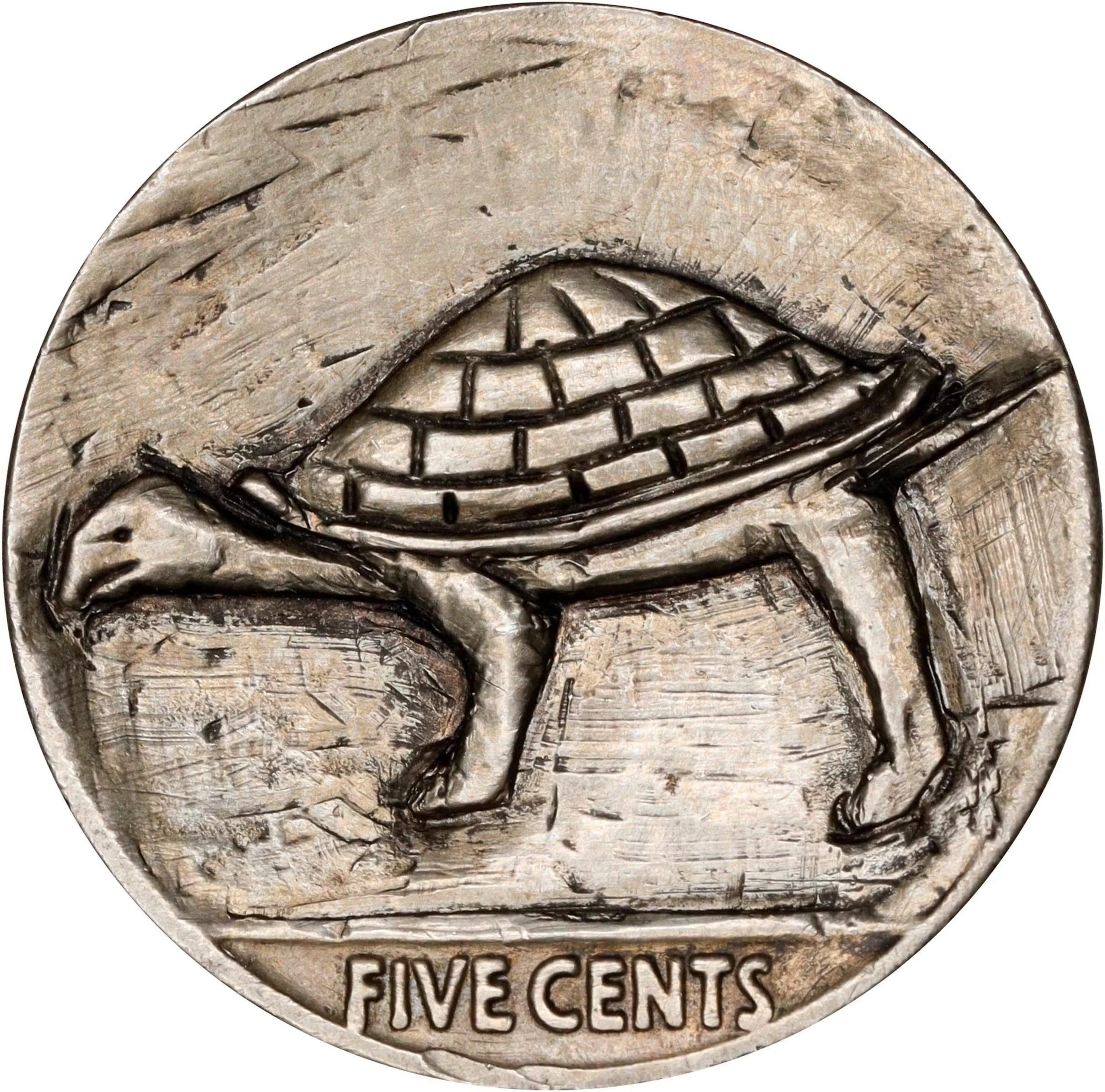 Turtle Hobo Nickel. Unknown Artist. Quality of Work: Superior. Host coin: 1937.