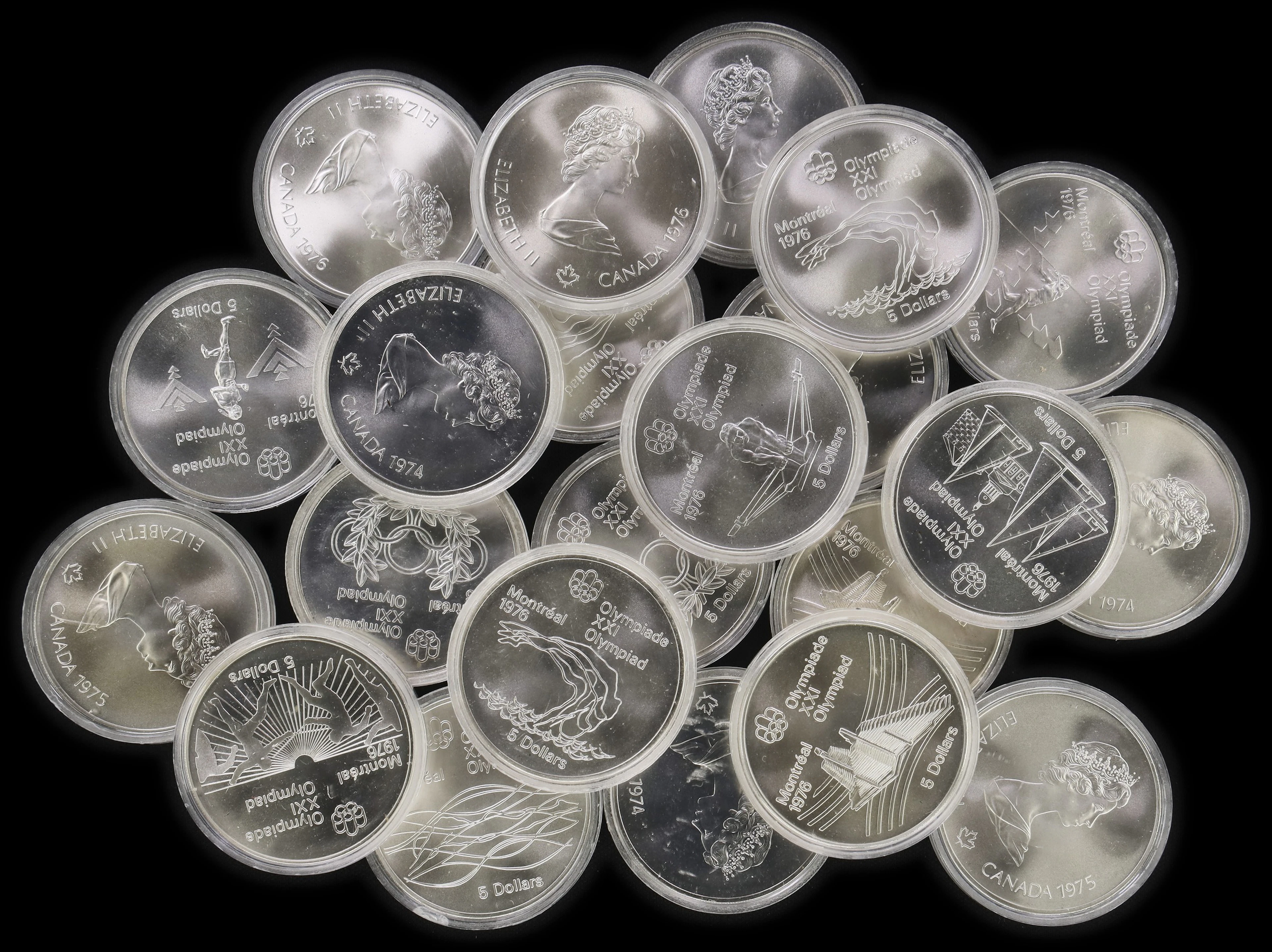 (15.906 oz, 494.74 g ASW). Canada. Lot of (22) 1976 Montreal Olympics