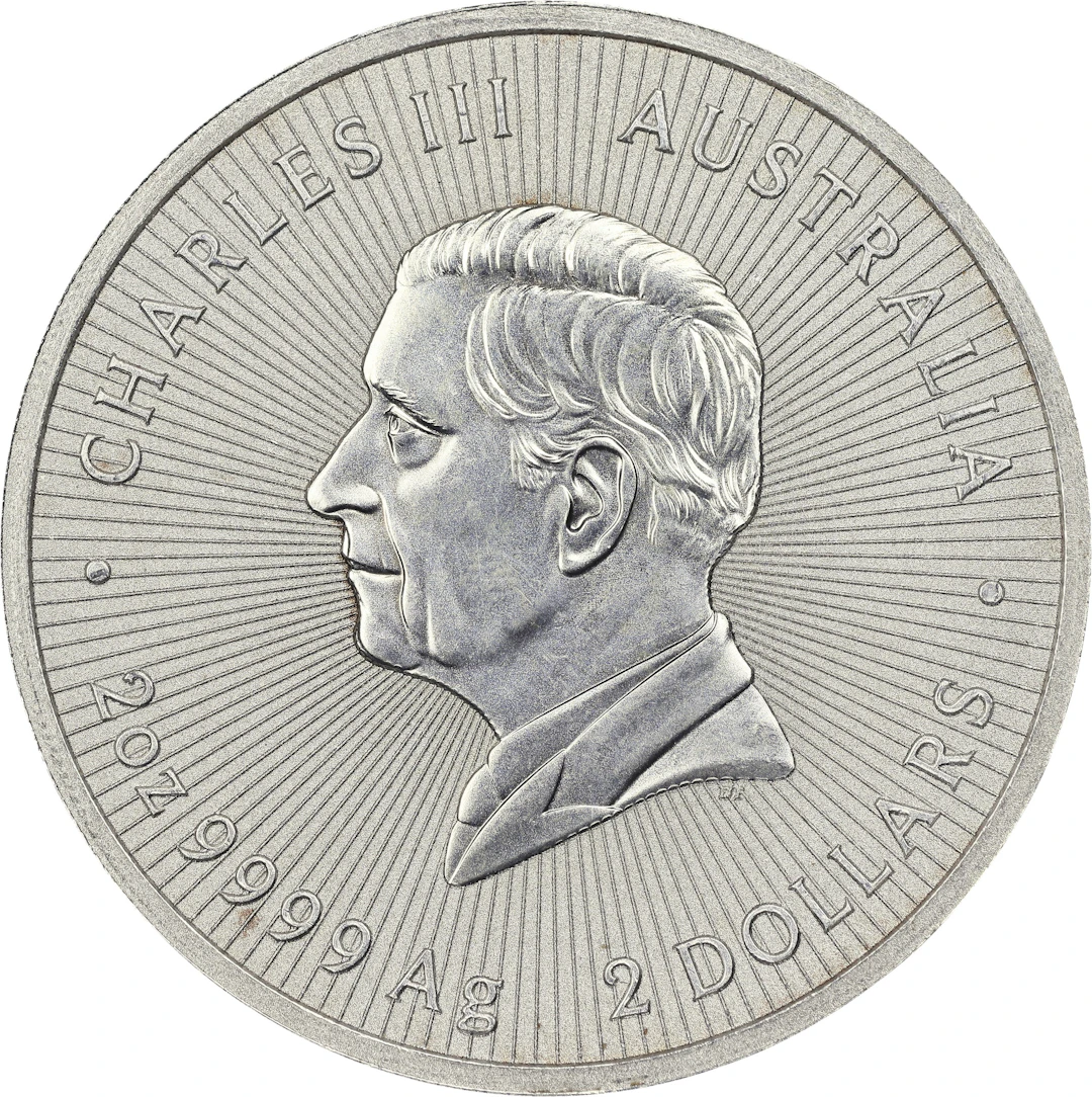 (2 oz, 62.208 g ASW). Australia. 2024 2 oz Silver Emu $2.