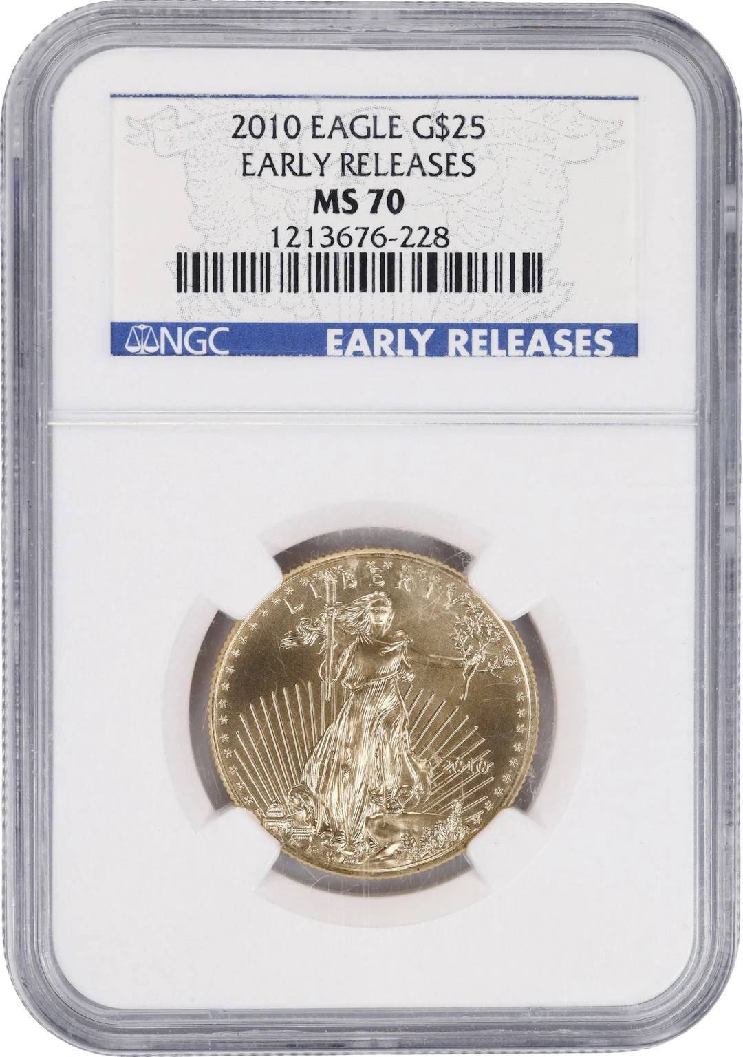 (0.5 oz, 15.552 g AGW). 2010 American Gold Eagle $25. MS-70 (NGC).