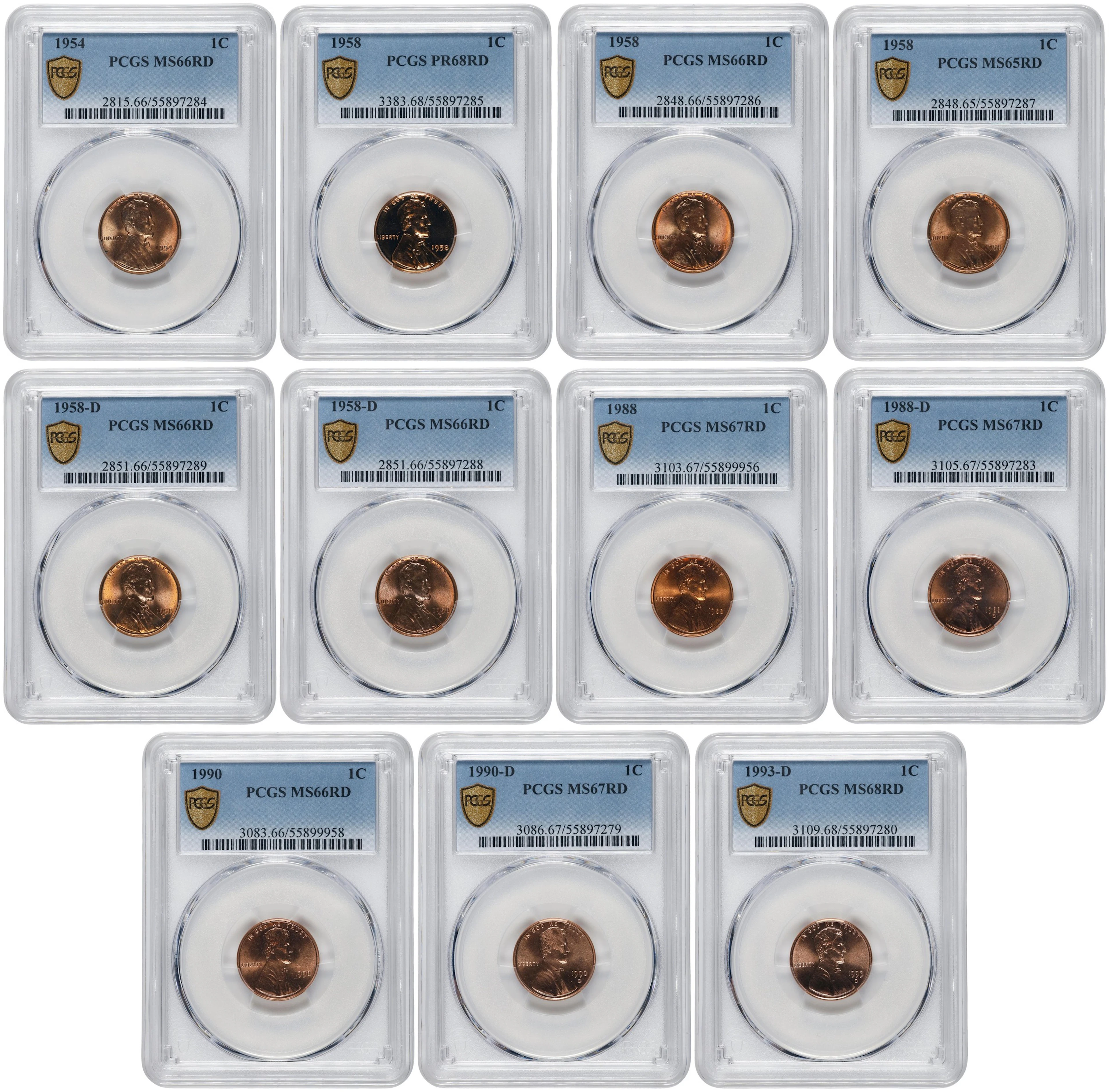 Lot of (11) Lincoln Cents. (PCGS).