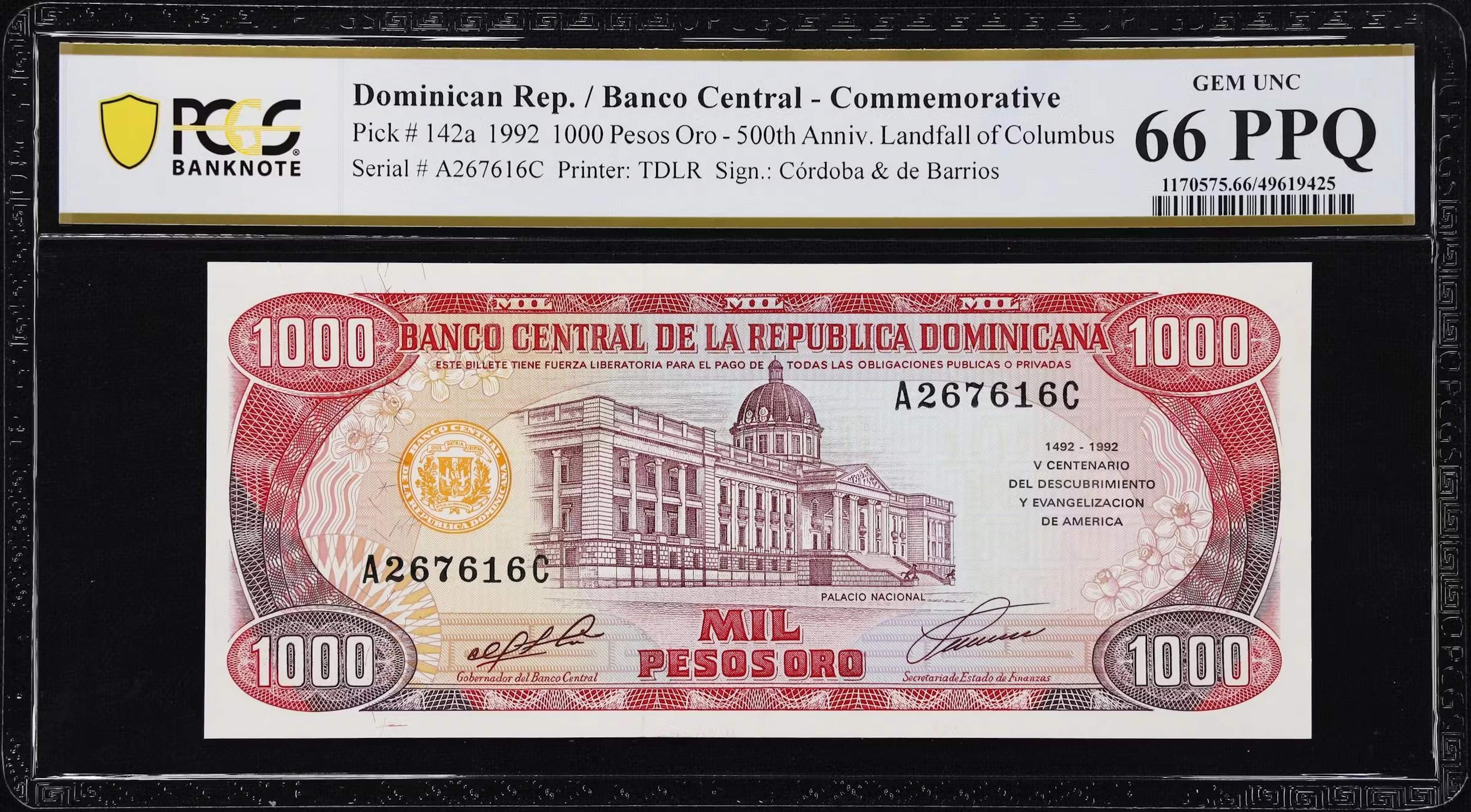 DOMINICAN REPUBLIC. Banco Central de la Republica Dominicana. 1000