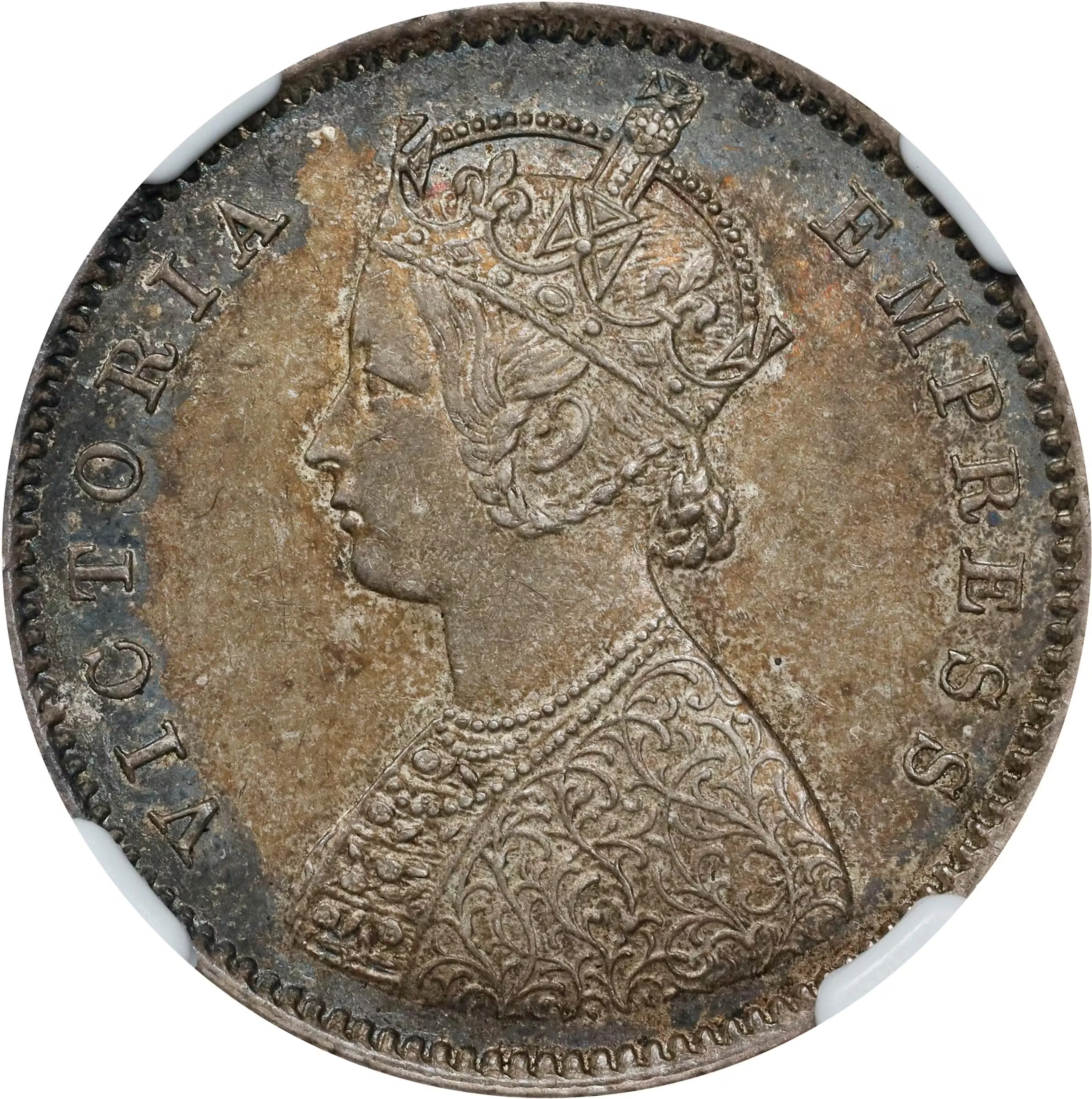 INDIA. 1/2 Rupee, 1892-B. Bombay Mint. Victoria. NGC AU-58.