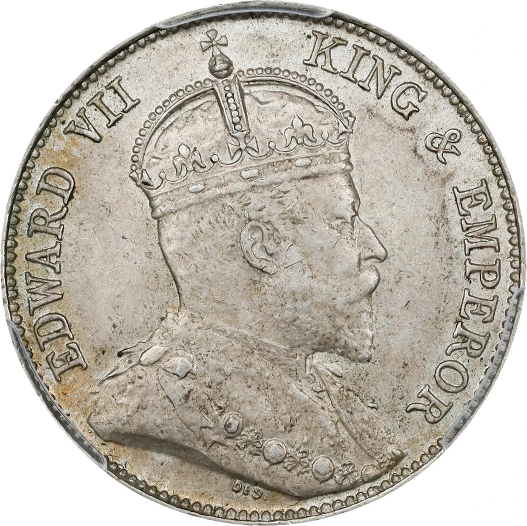 STRAITS SETTLEMENTS. 10 Cents, 1902/1. London Mint. Edward VII. PCGS AU-58.