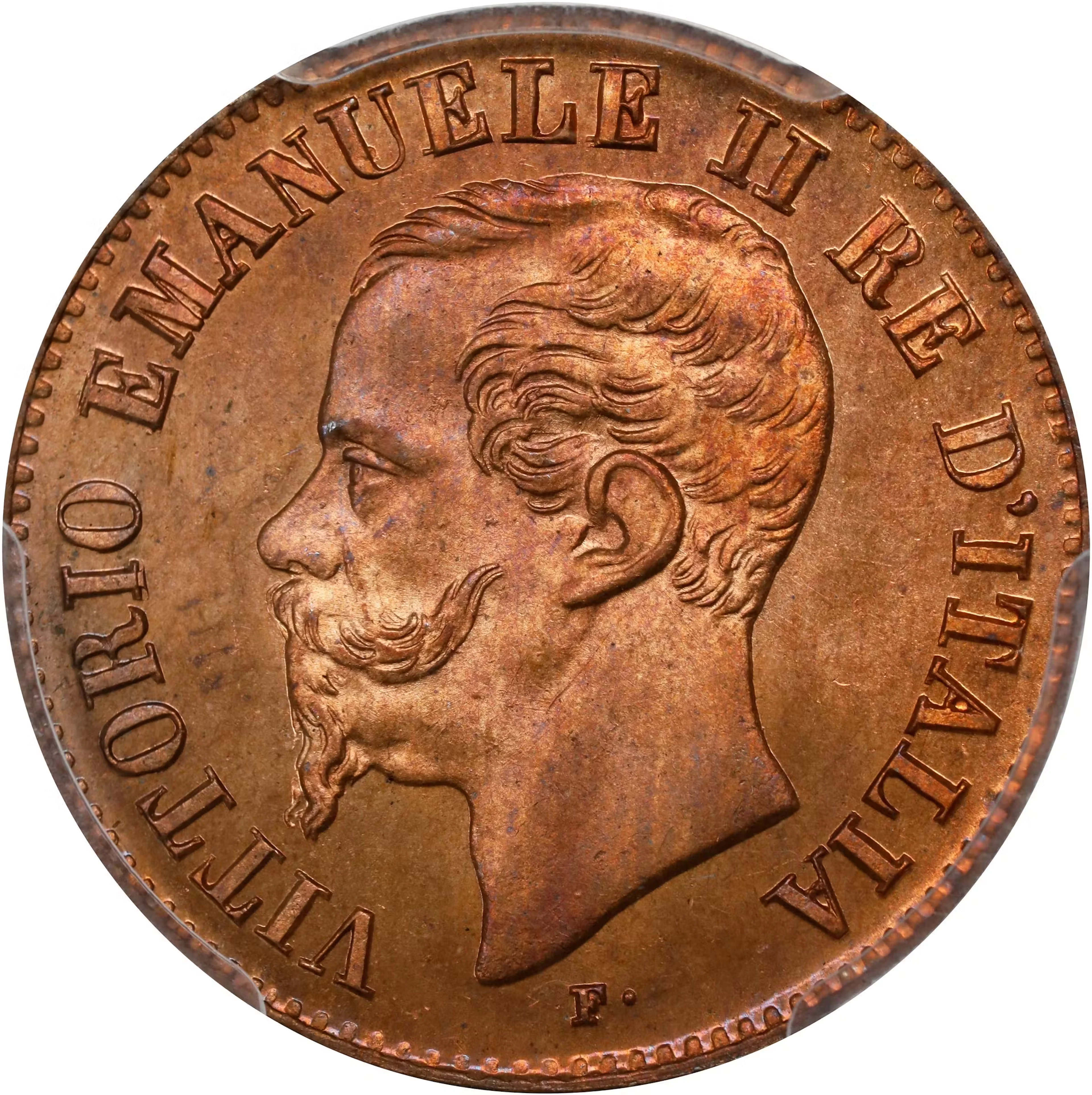 ITALY. 2 Centesimi, 1861-M. Milan Mint. Vittorio Emanuele II. PCGS