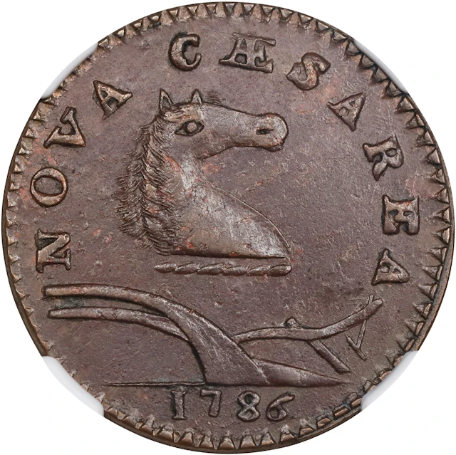 1786 New Jersey Copper. Maris 21-N, W-4910. Rarity-3. Curved Plow