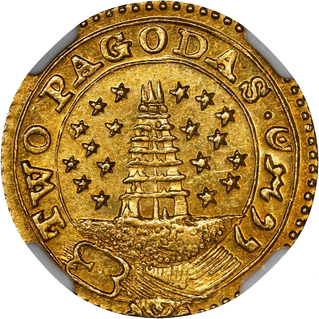 INDIA. Madras Presidency. 2 Pagodas, ND (1808-15). Madras Mint. NGC MS-64.