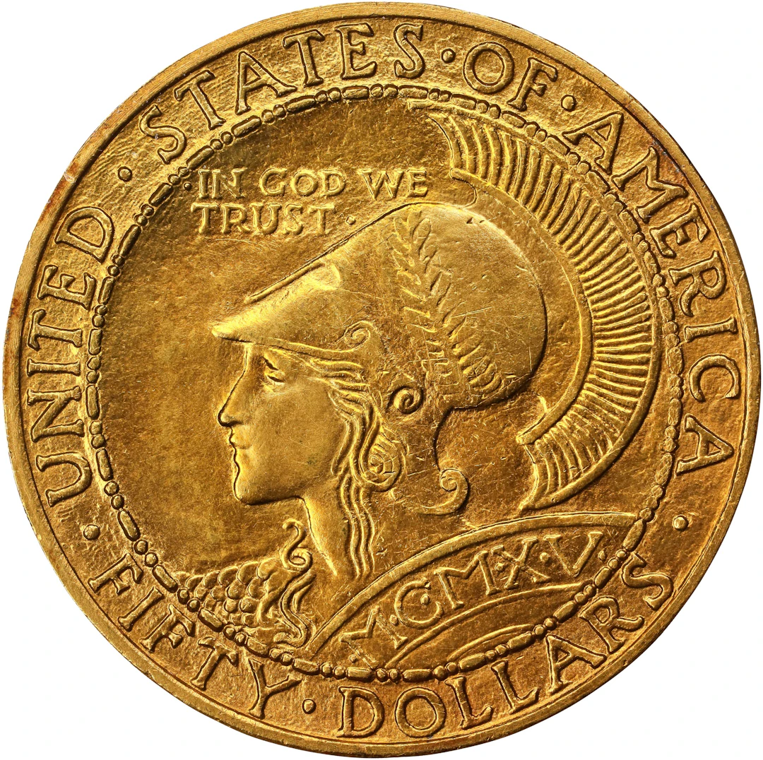 1915-S Panama-Pacific Exposition $50. Round. Unc Details--Tooled (PCGS).
