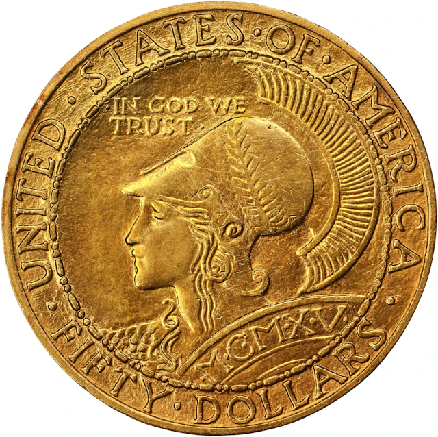 1915-S Panama-Pacific Exposition $50. Round. Unc Details--Tooled (PCGS).
