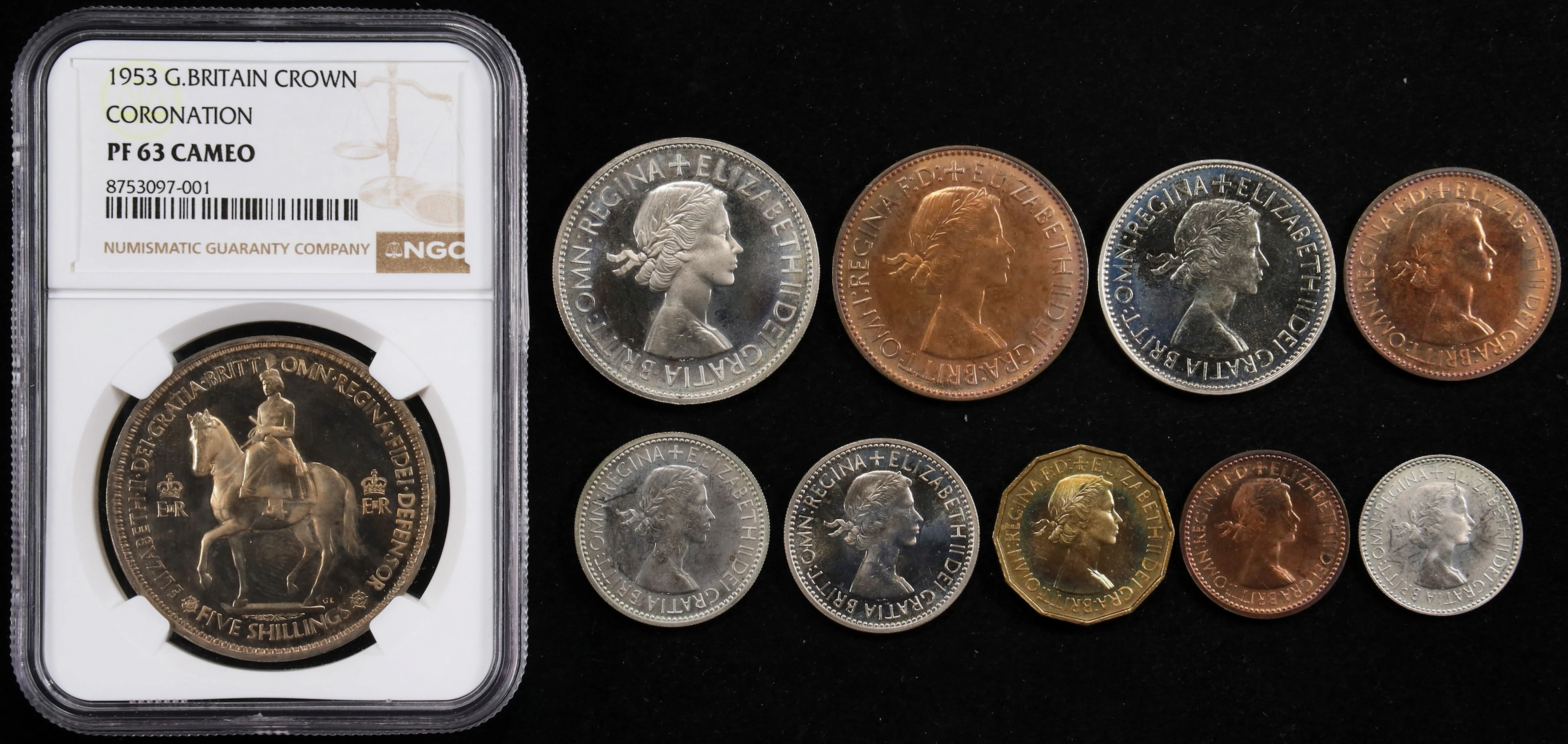 GREAT BRITAIN. Coronation Proof Set (10 Pieces), 1953. Elizabeth II. PROOF.