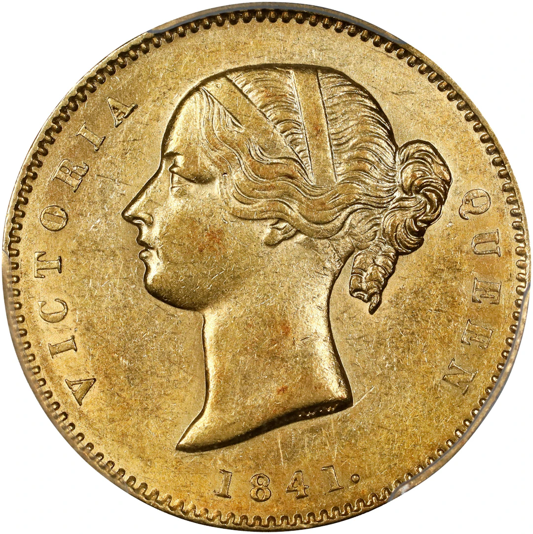 INDIA. British East India Company. Mohur, 1841.-(C). Calcutta Mint.
